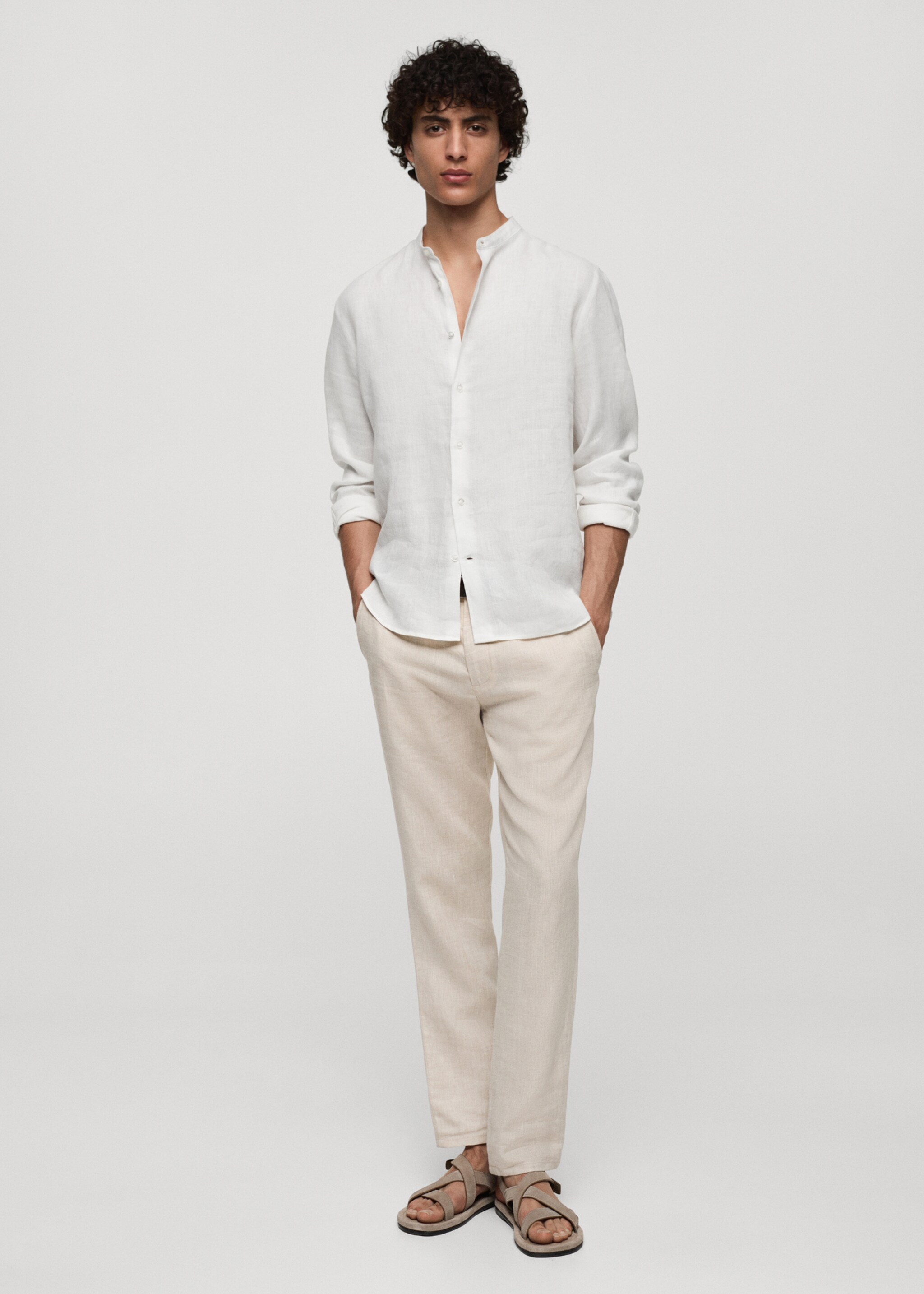 100% linen Mao collar shirt - General plane