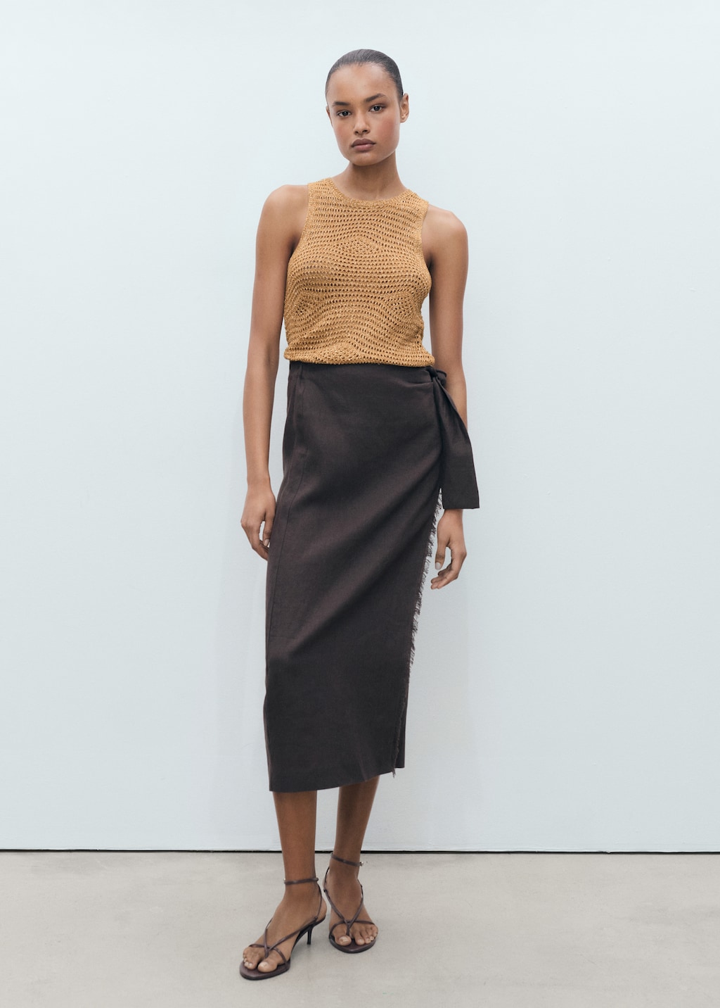 Mango Openwork knitted lurex top