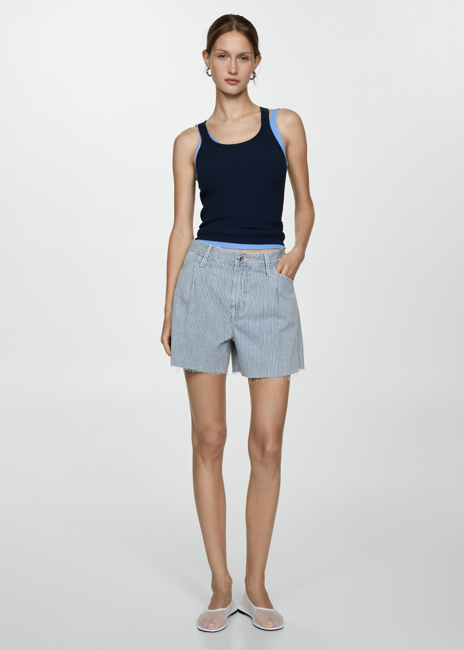 Stripe-print denim shorts - General plane