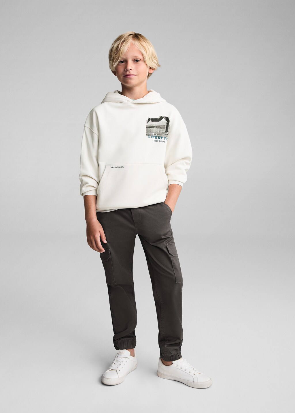 MANGO KIDS Printed cotton sweatshirt sand 5 6 years Kids