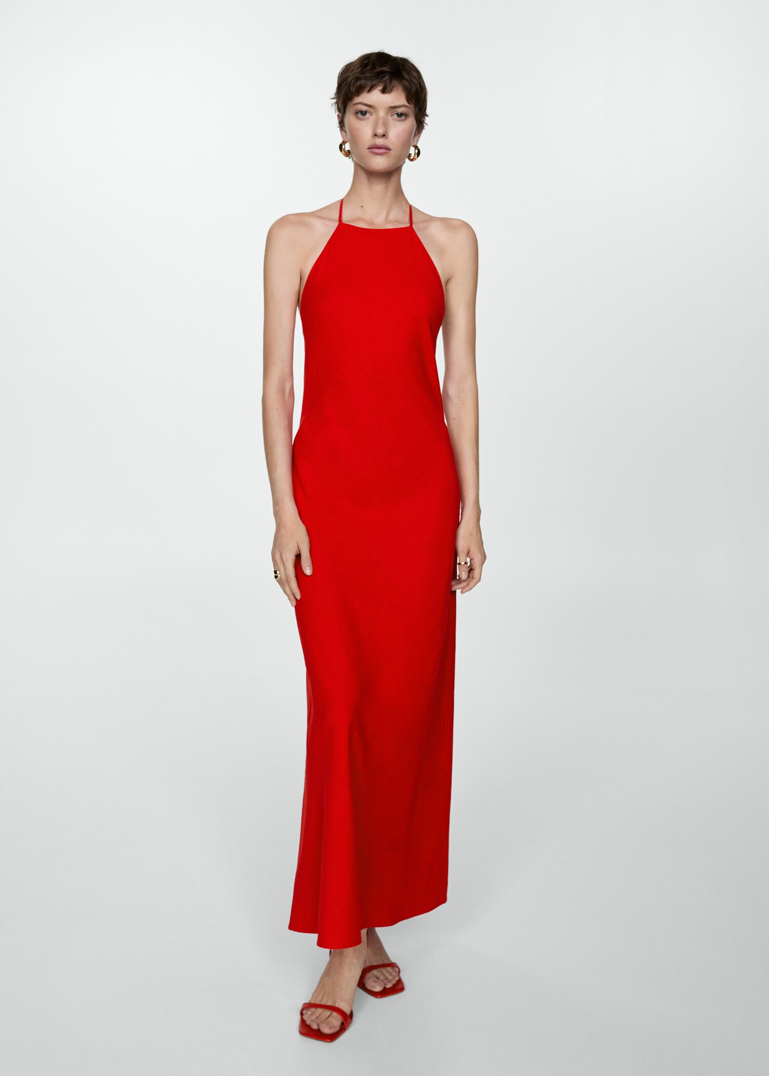 Halter-neck linen dress - General plane
