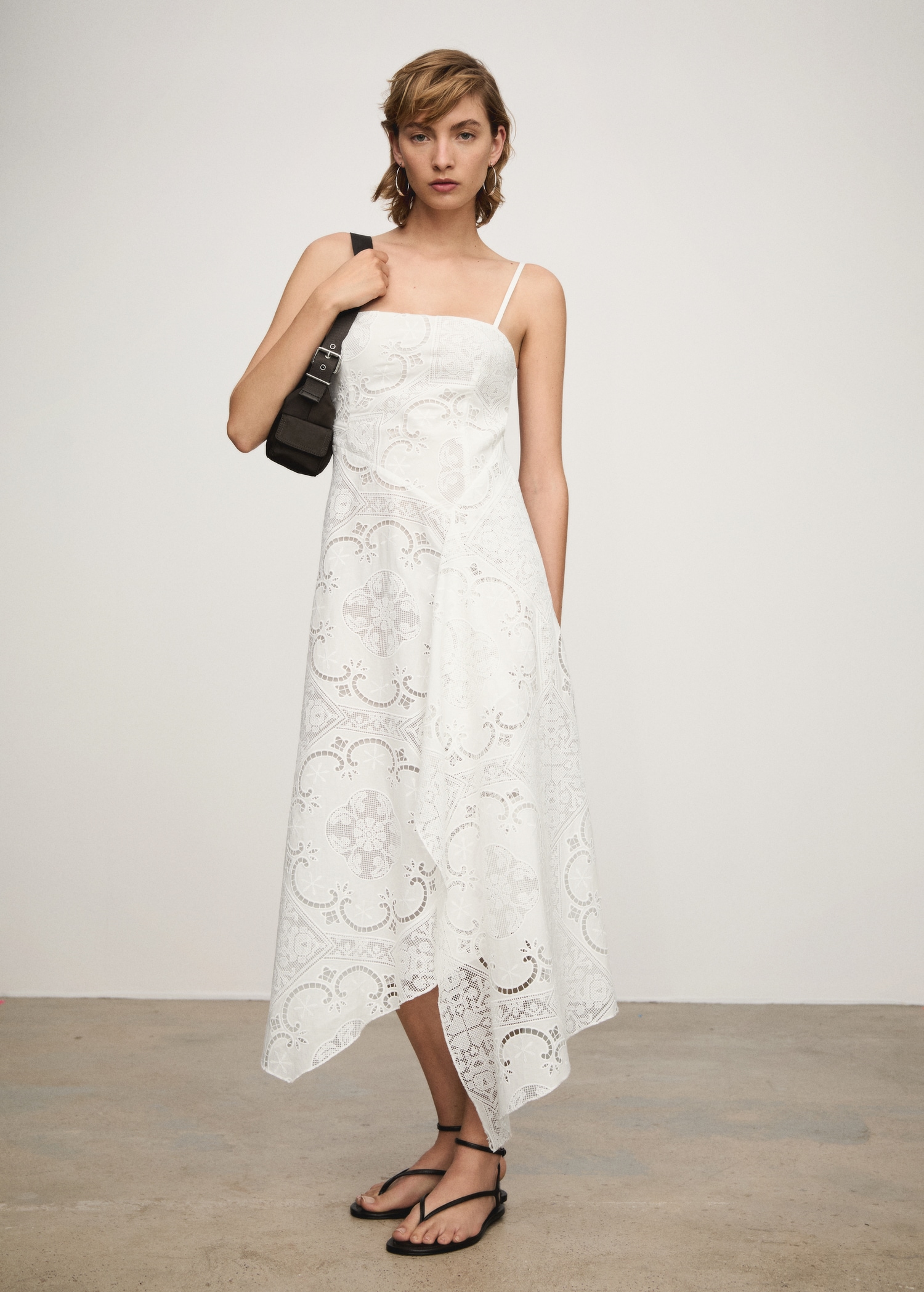 mango white embroidered dress Mango Embroidered Lace Midaxi Dress With Cape Overlay In White