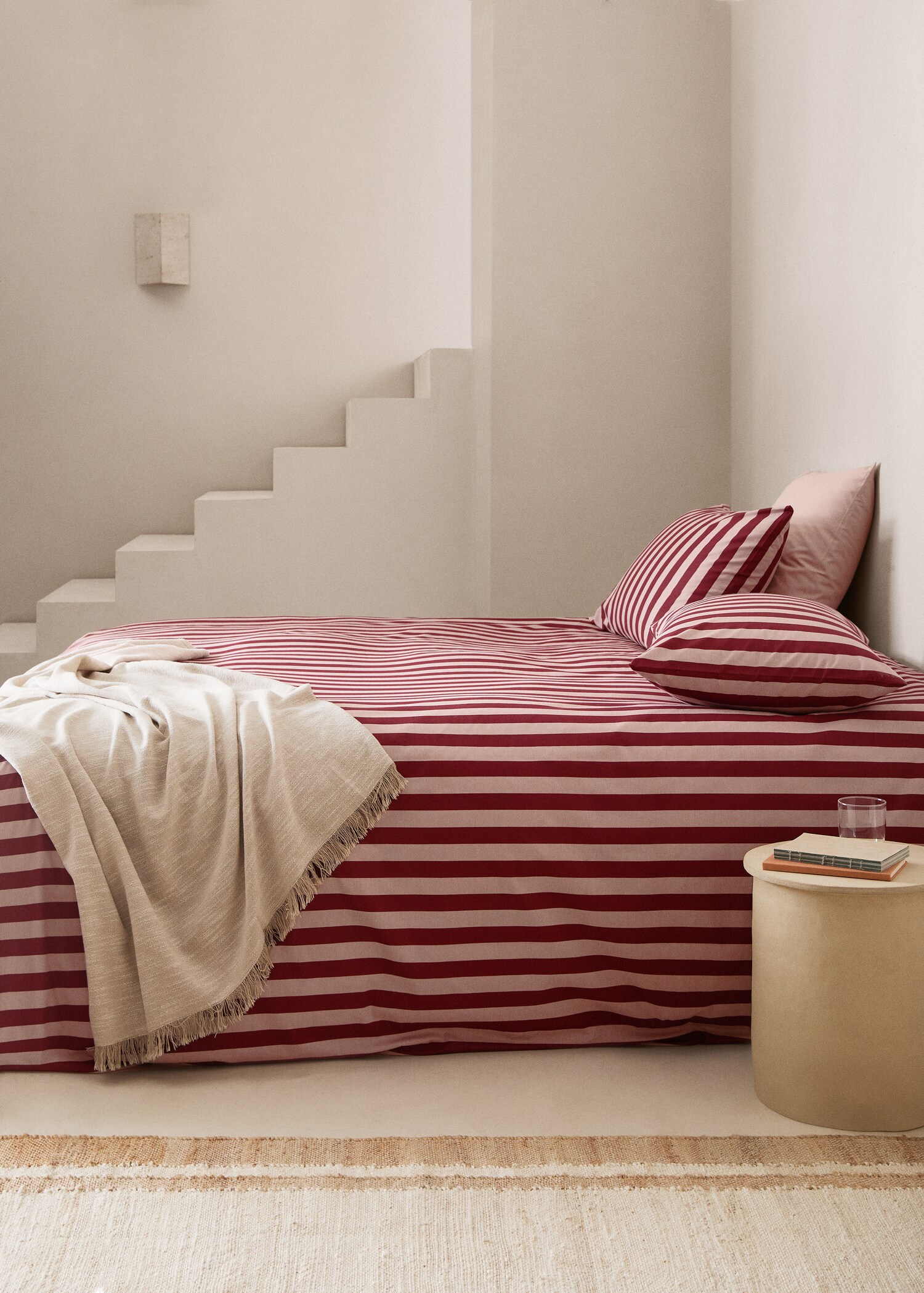 Percale cotton Kodak-striped duvet cover for 180cm bed - General plane