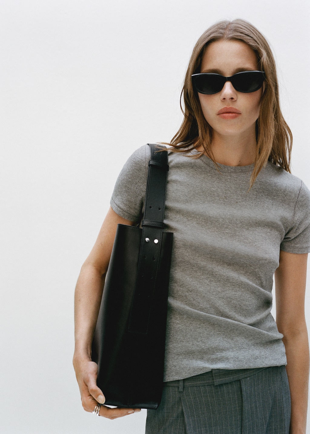 Mango Women s Short Handle Shopper Bag Black