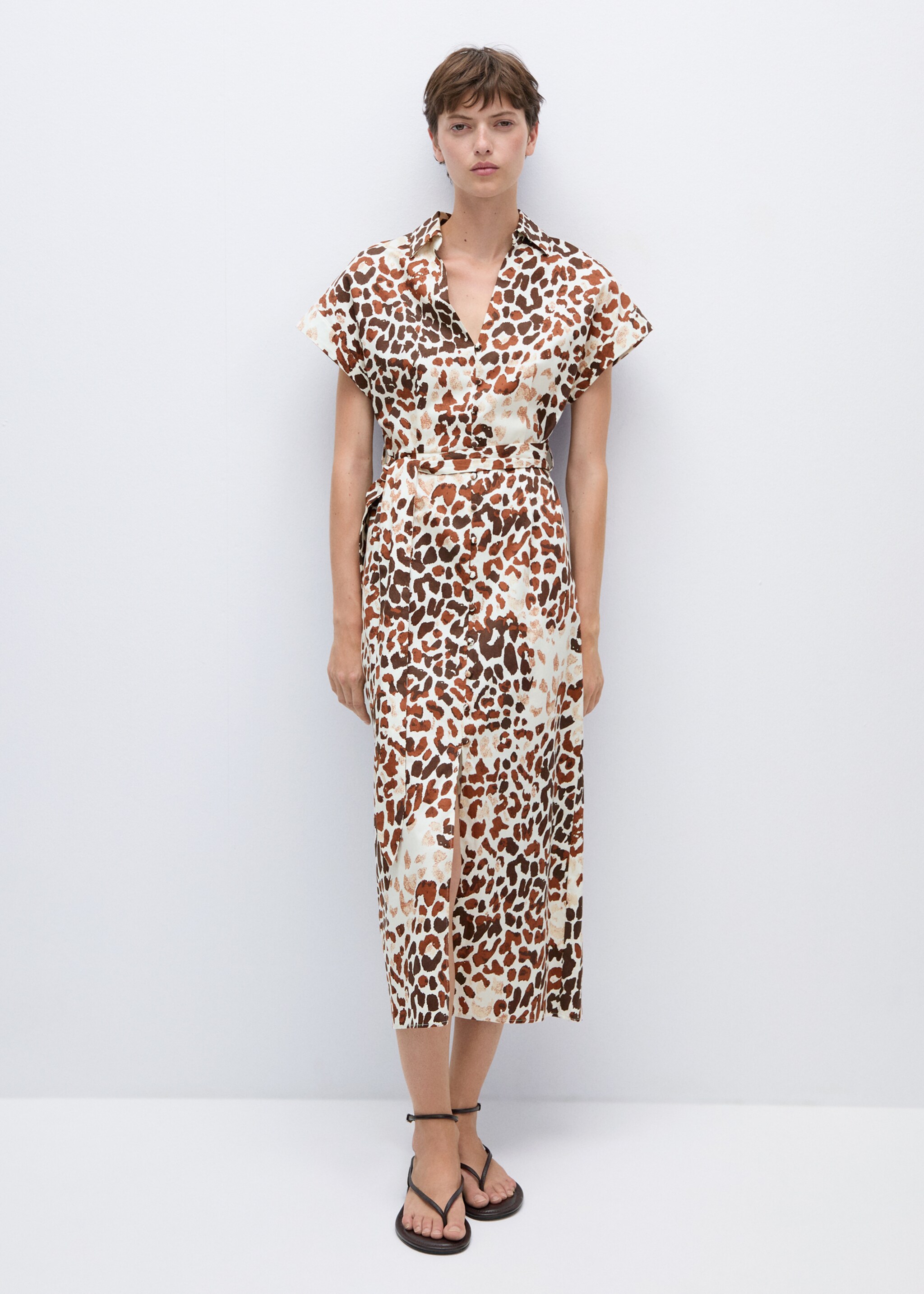 Animal-print dress with bow - Общий план