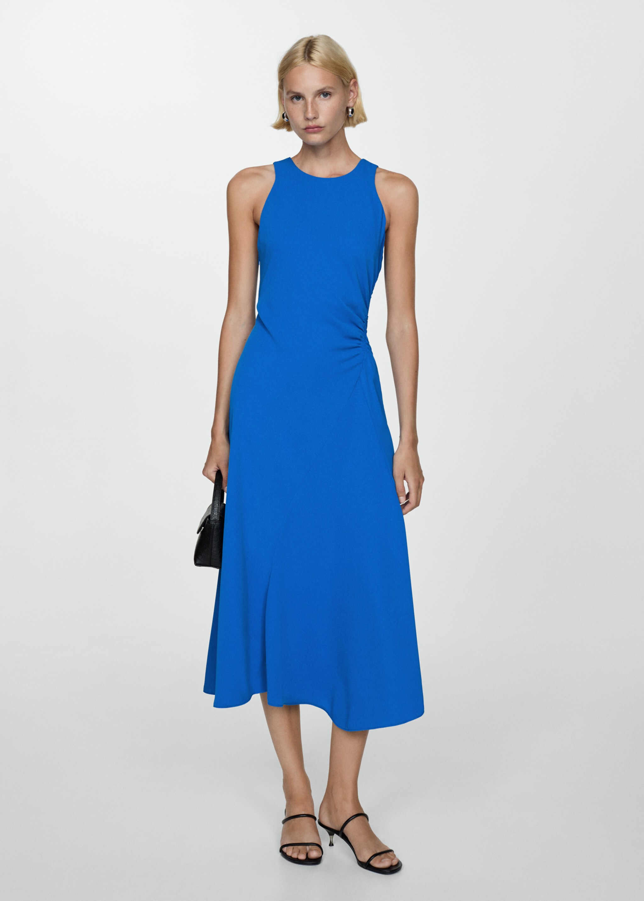 Vestido midi detalle drapeado - Plano general