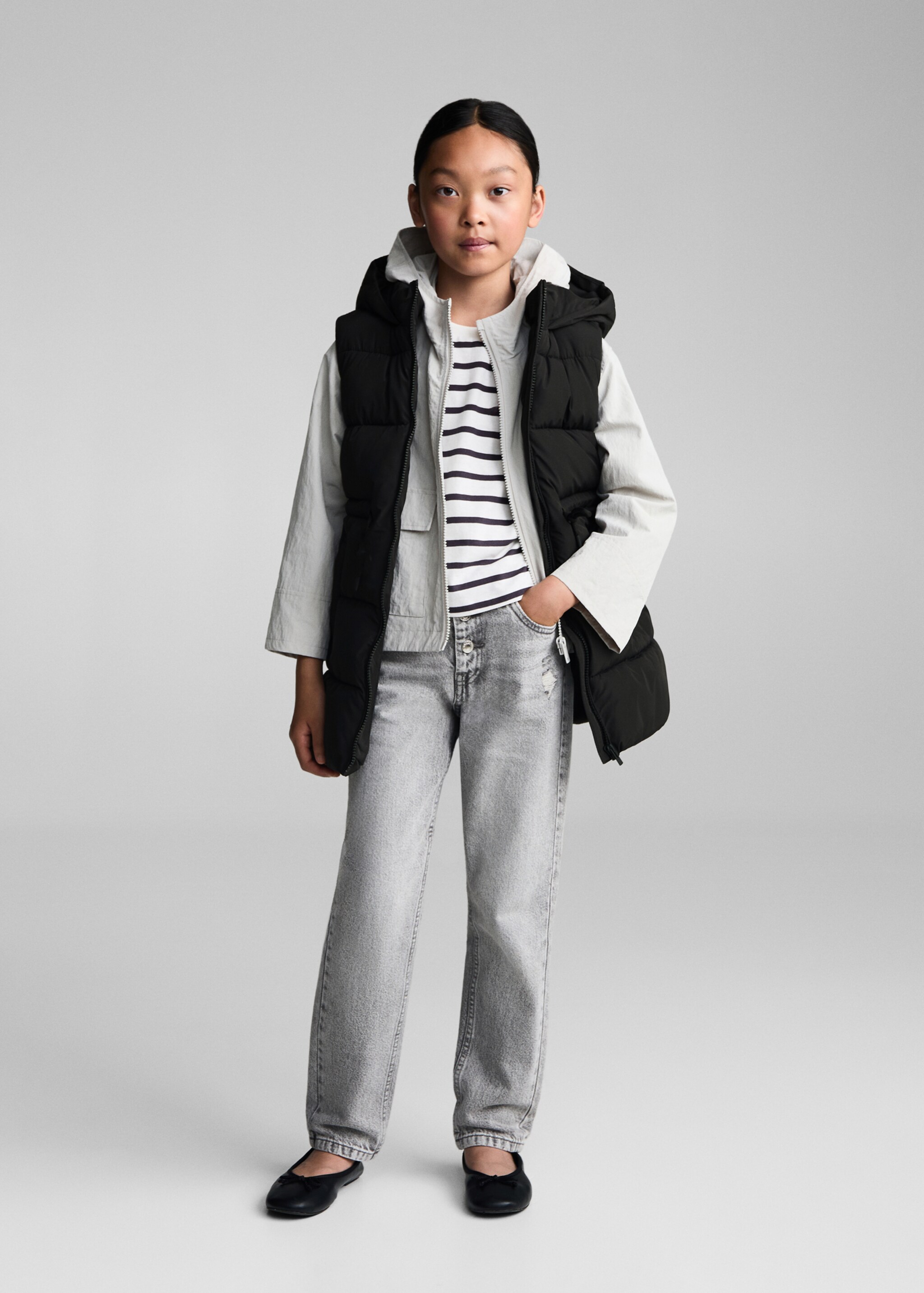 Long quilted gilet - General plane