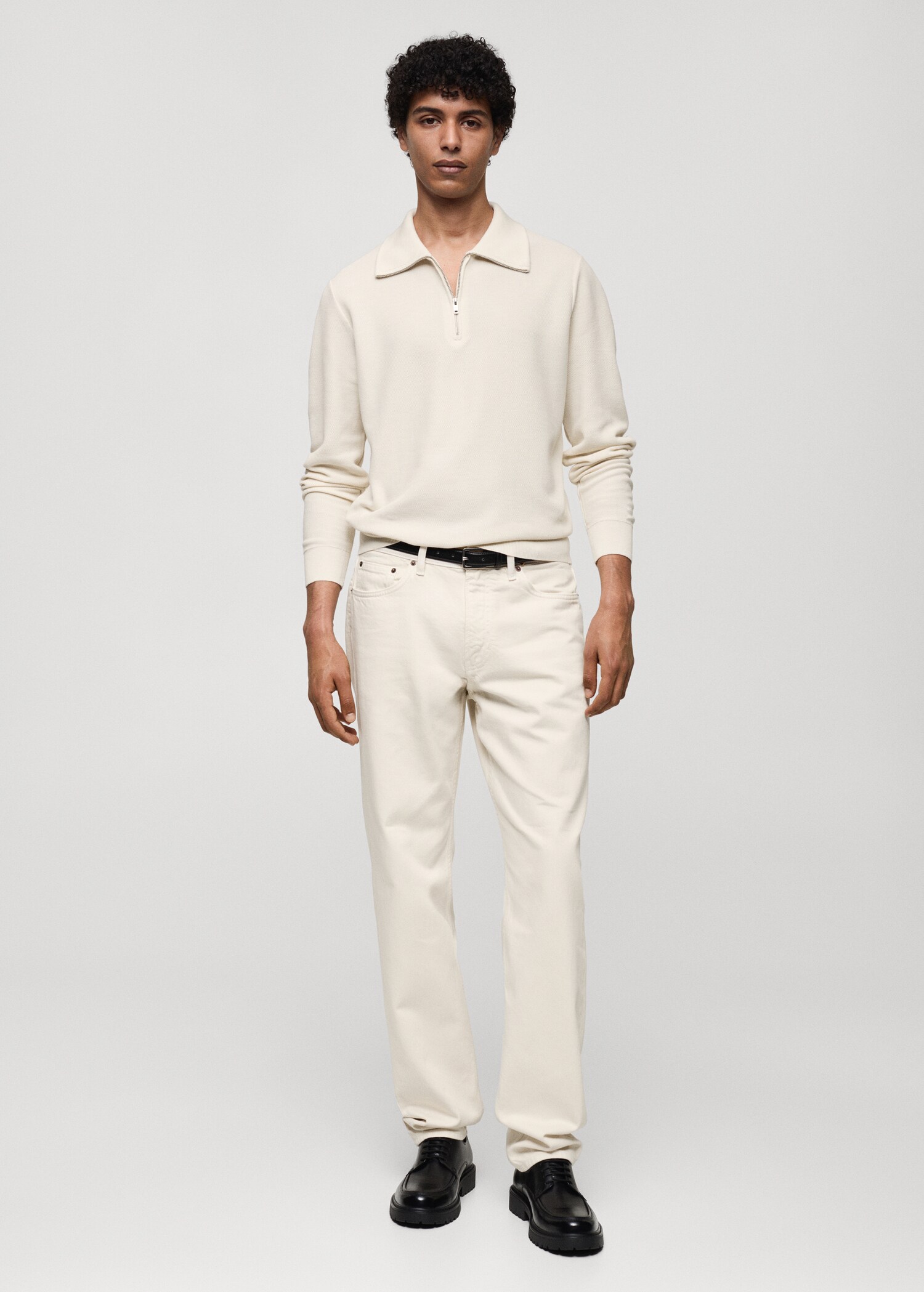 Pull-over structuré col polo zippé - Plan général