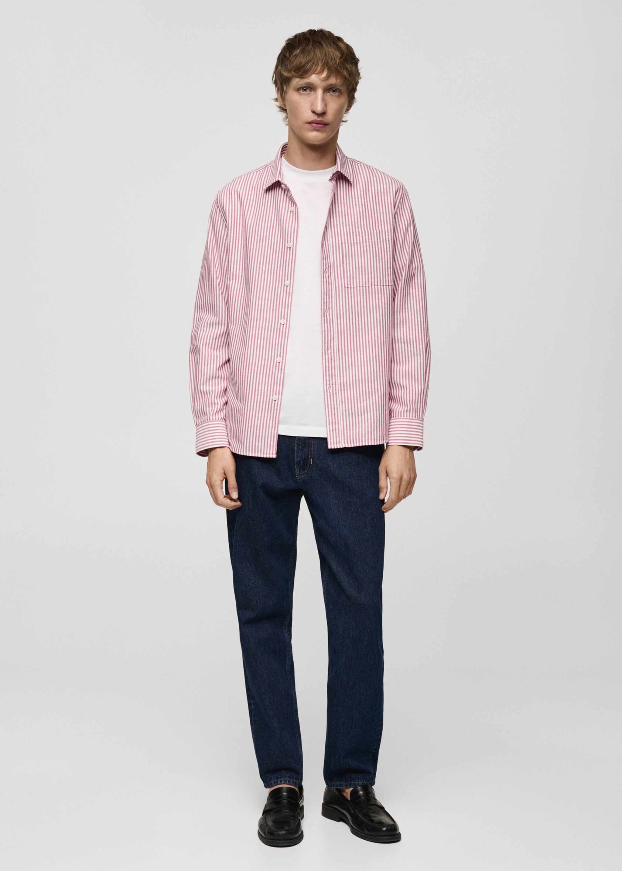 Camisa 100% algodón rayas kodak - Plano general, Rojo. Ref: 77024453-00.