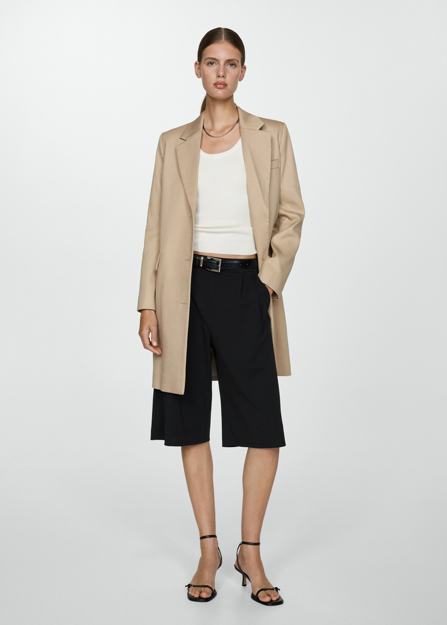 Straight cotton midi coat - General plane