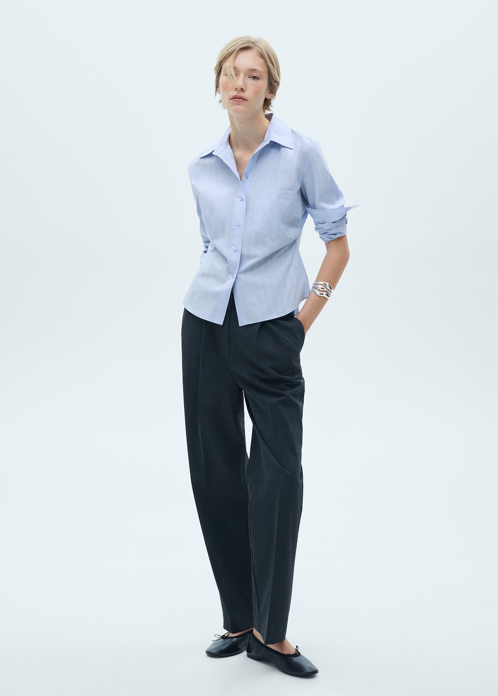 Camisa algodon detalles fruncidos Mujer MANGO Mexico