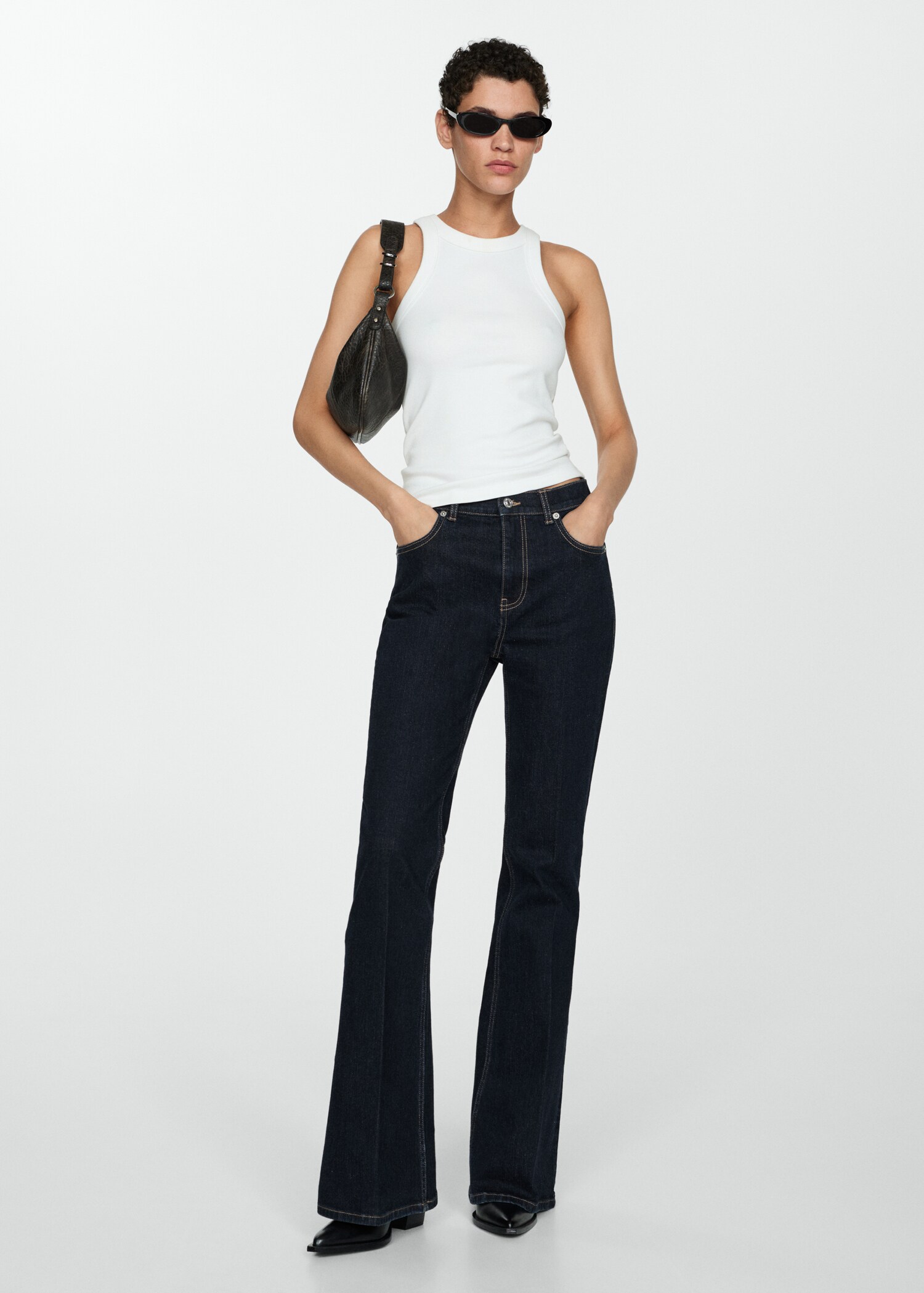 Violet rinse-wash flared jeans - General plane