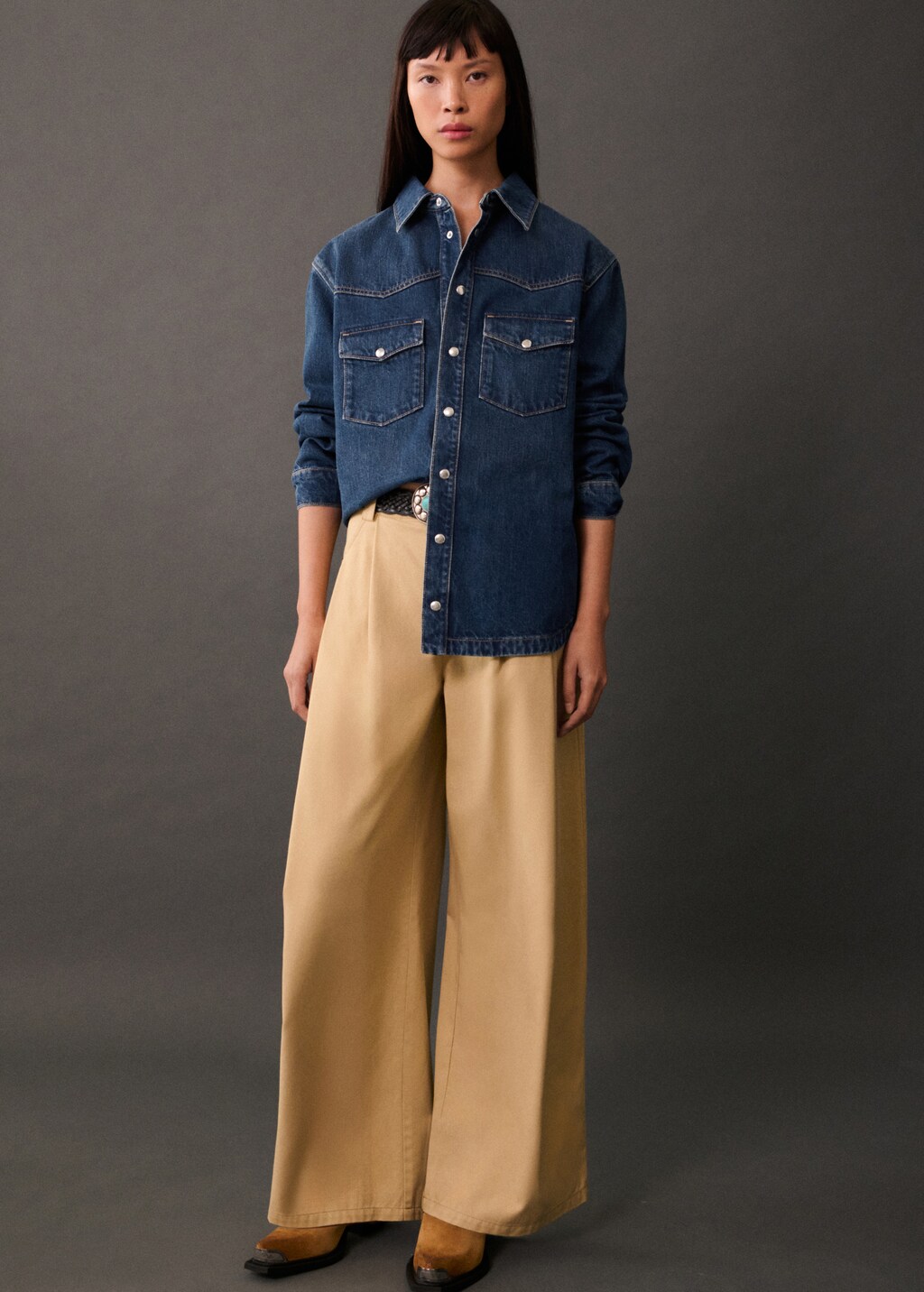 Oversized denim overhemdjasje