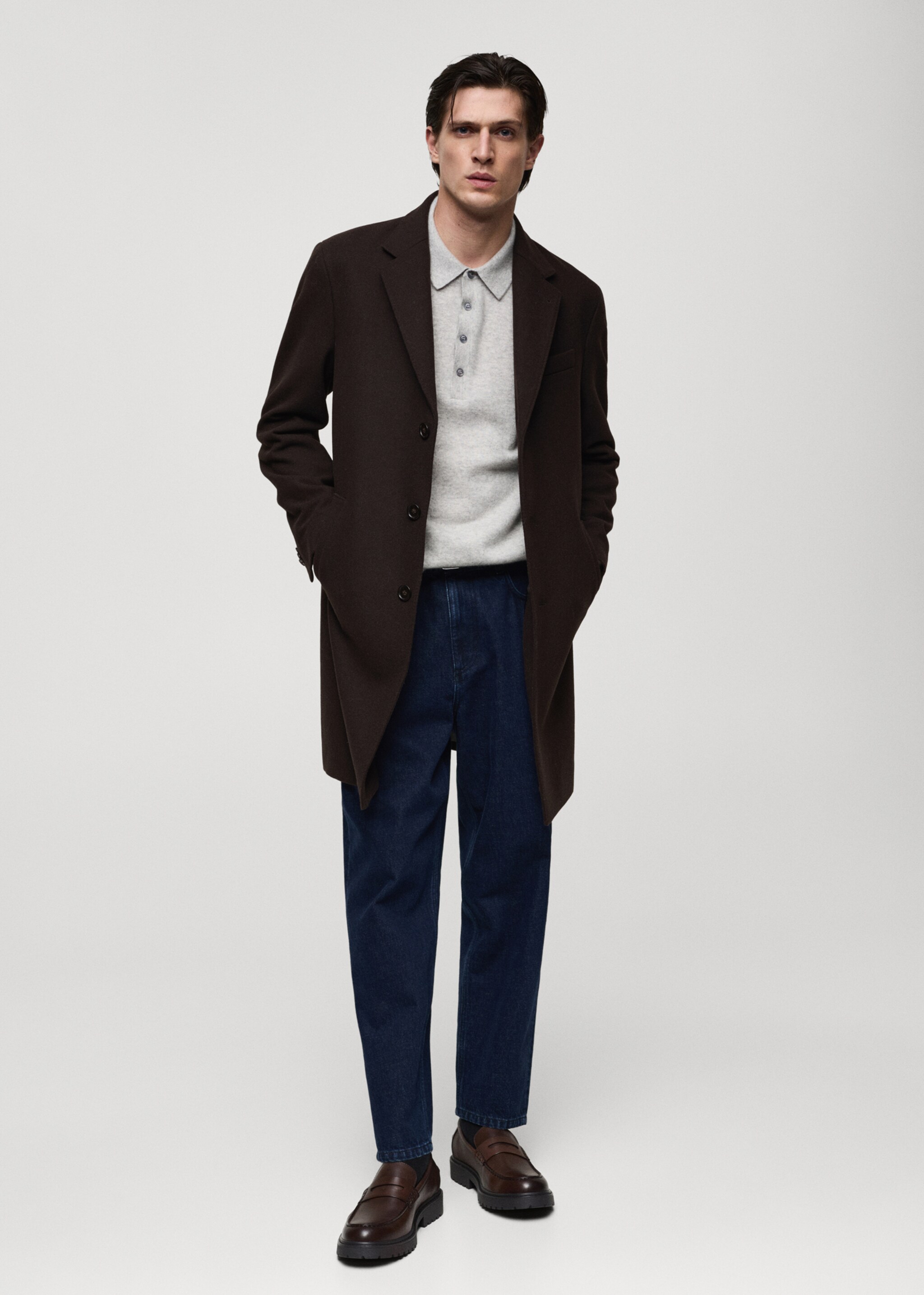 Long recycled wool coat - General plane