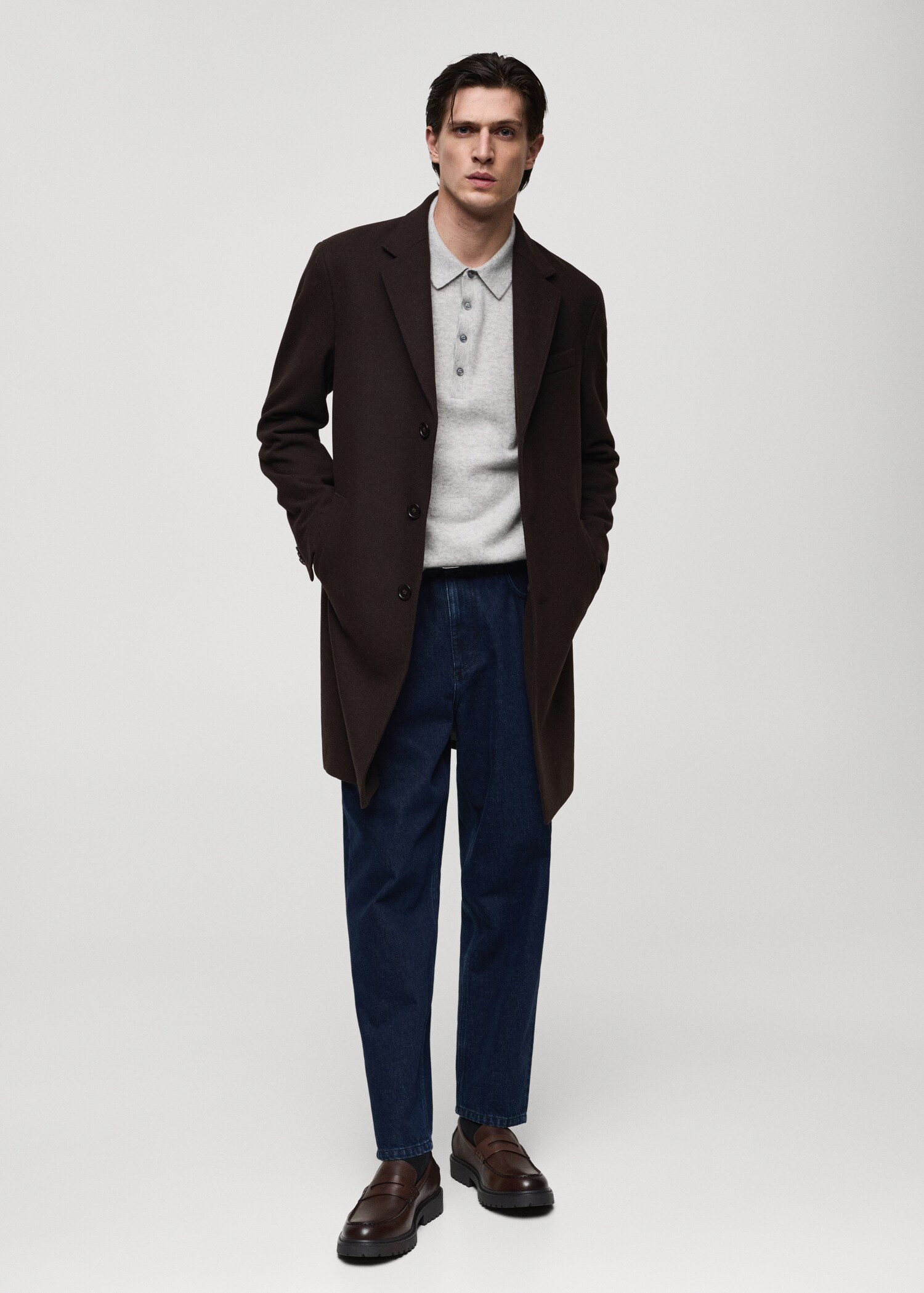 Long recycled wool coat - General plane
