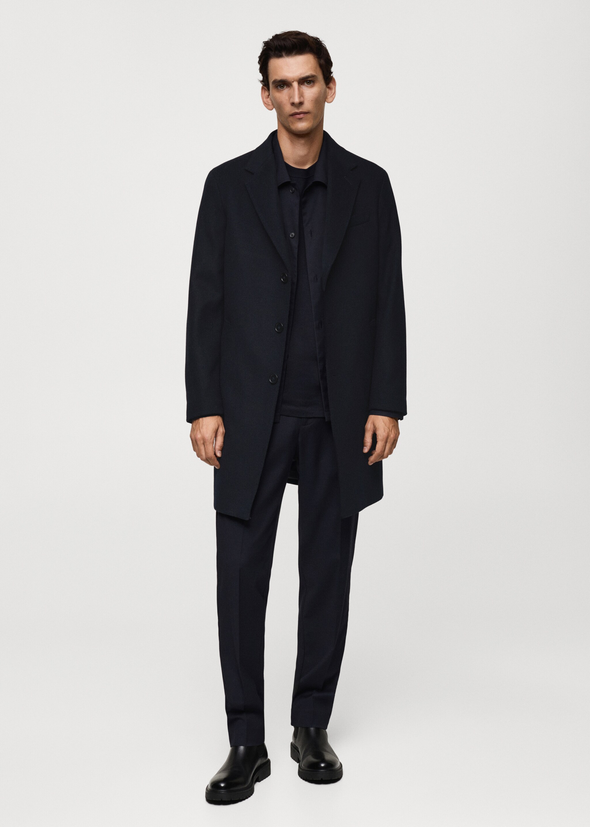 Long recycled wool coat - General plane