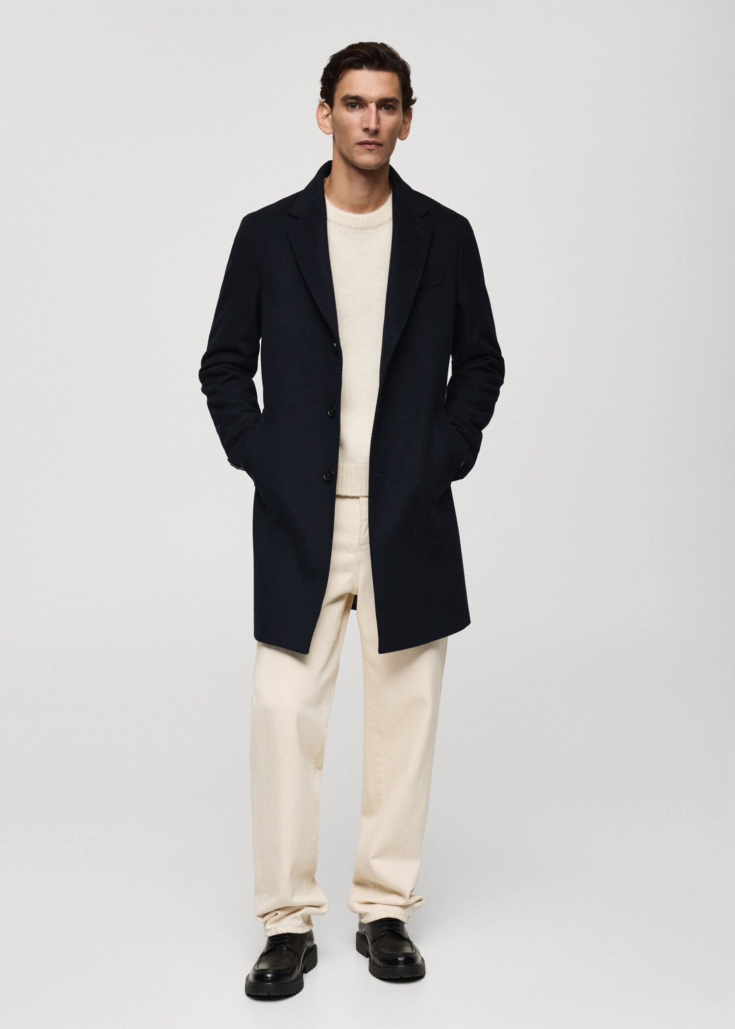 Long recycled wool coat - General plane