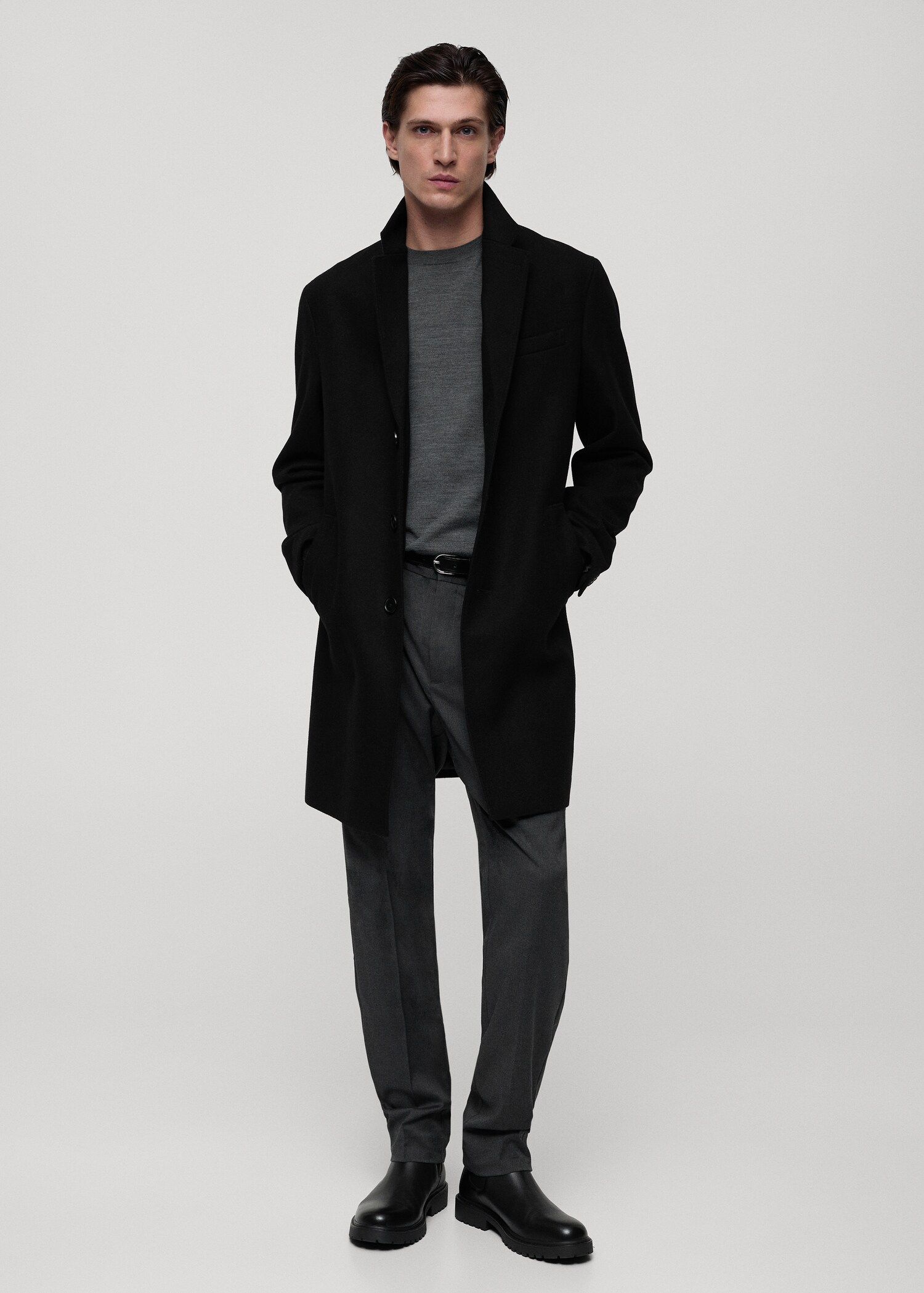 Long recycled wool coat - General plane