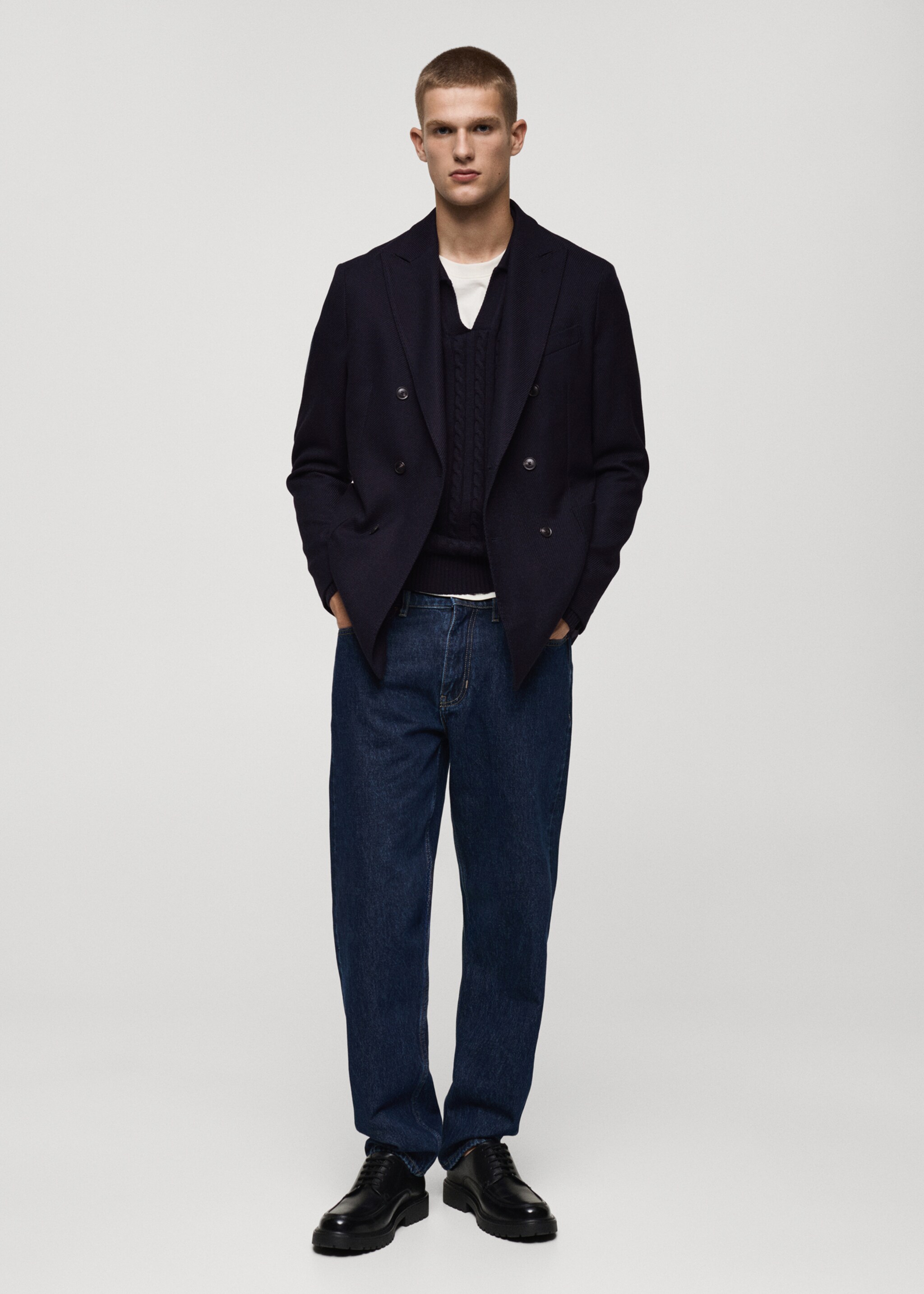 Twill slim-fit double-breasted jacket - Общий план