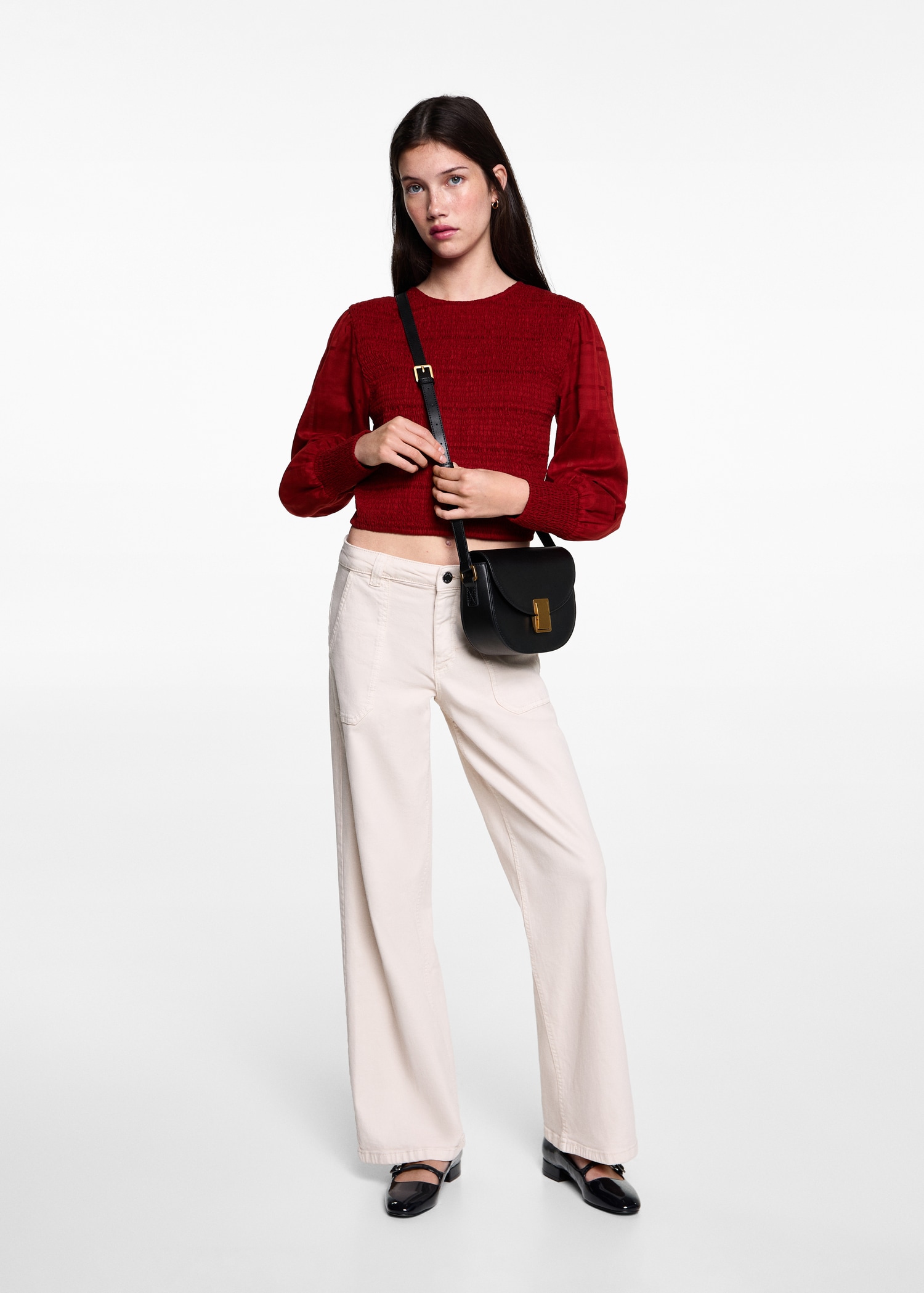 Gathered details cotton blouse - General plane