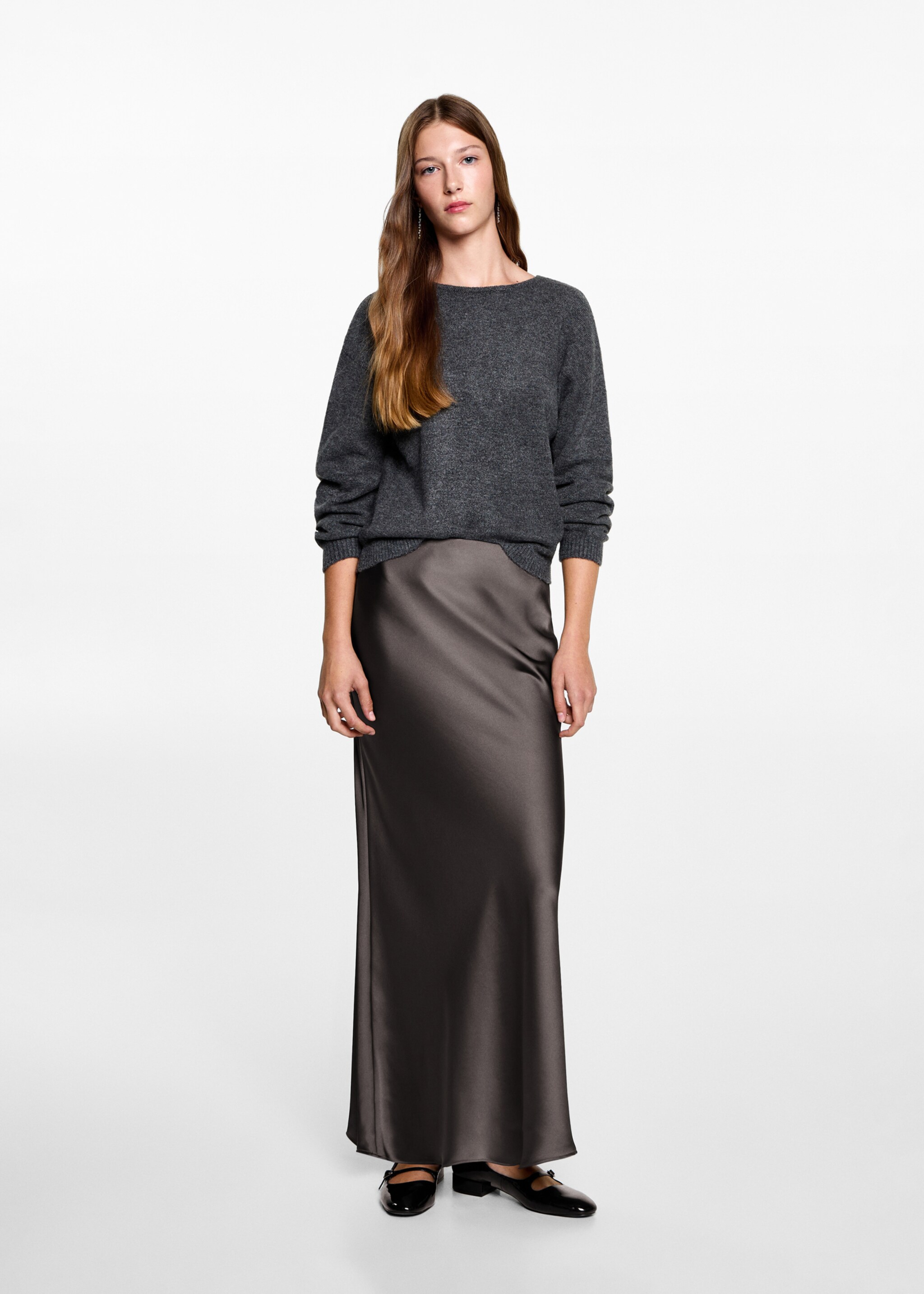 Satin long skirt - General plane