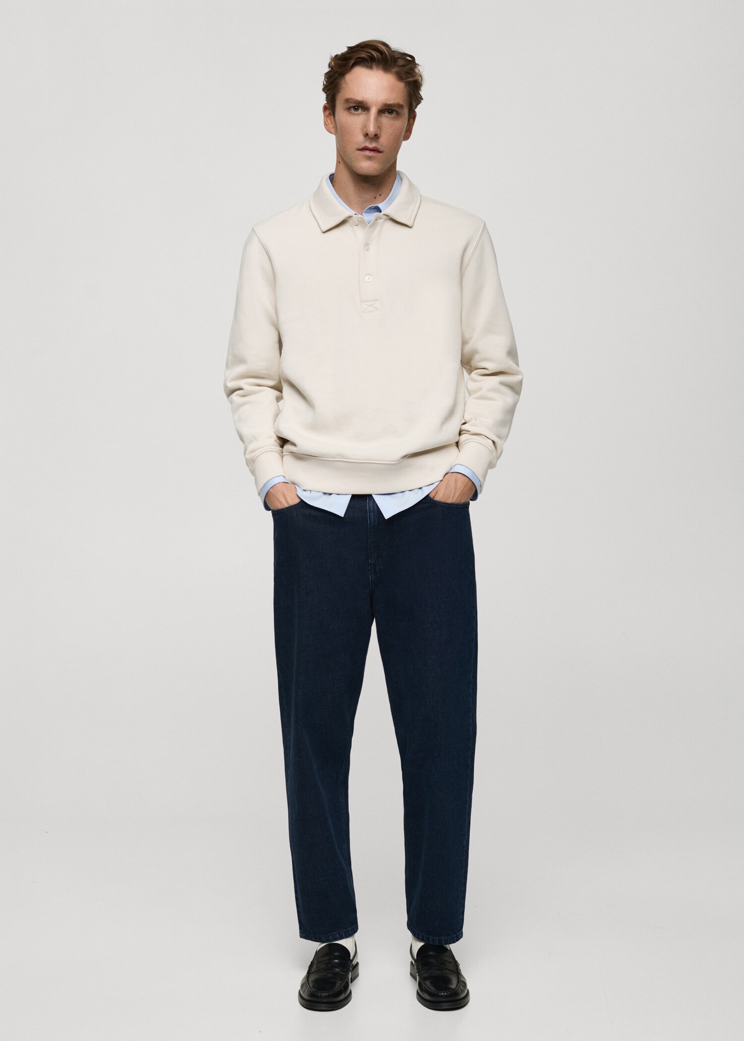 Cotton-blend polo sweatshirt - General plane
