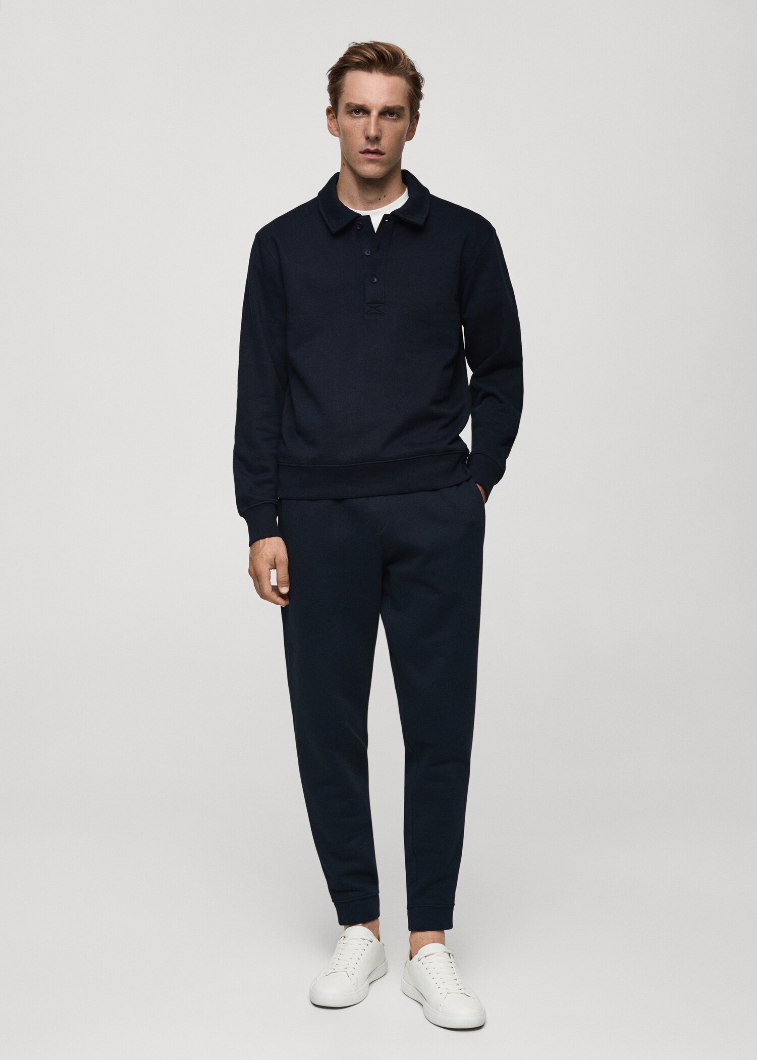 Cotton-blend polo sweatshirt - General plane