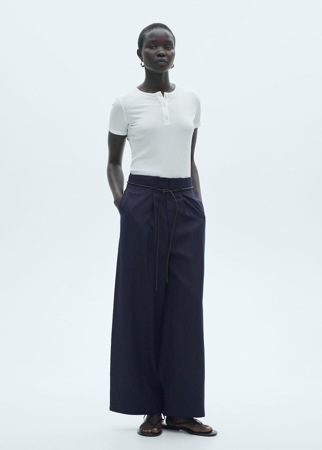 Mango Lyocell pants with adjustable drawstring thumbnail