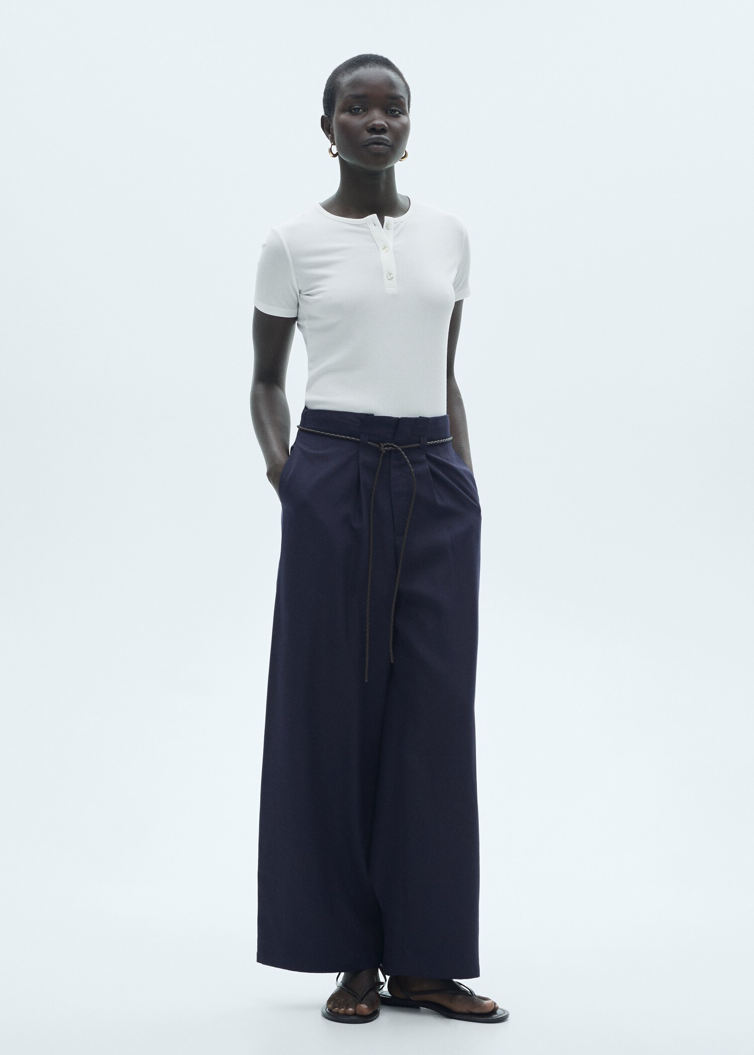 Lyocell trousers with adjustable drawstring - General plane