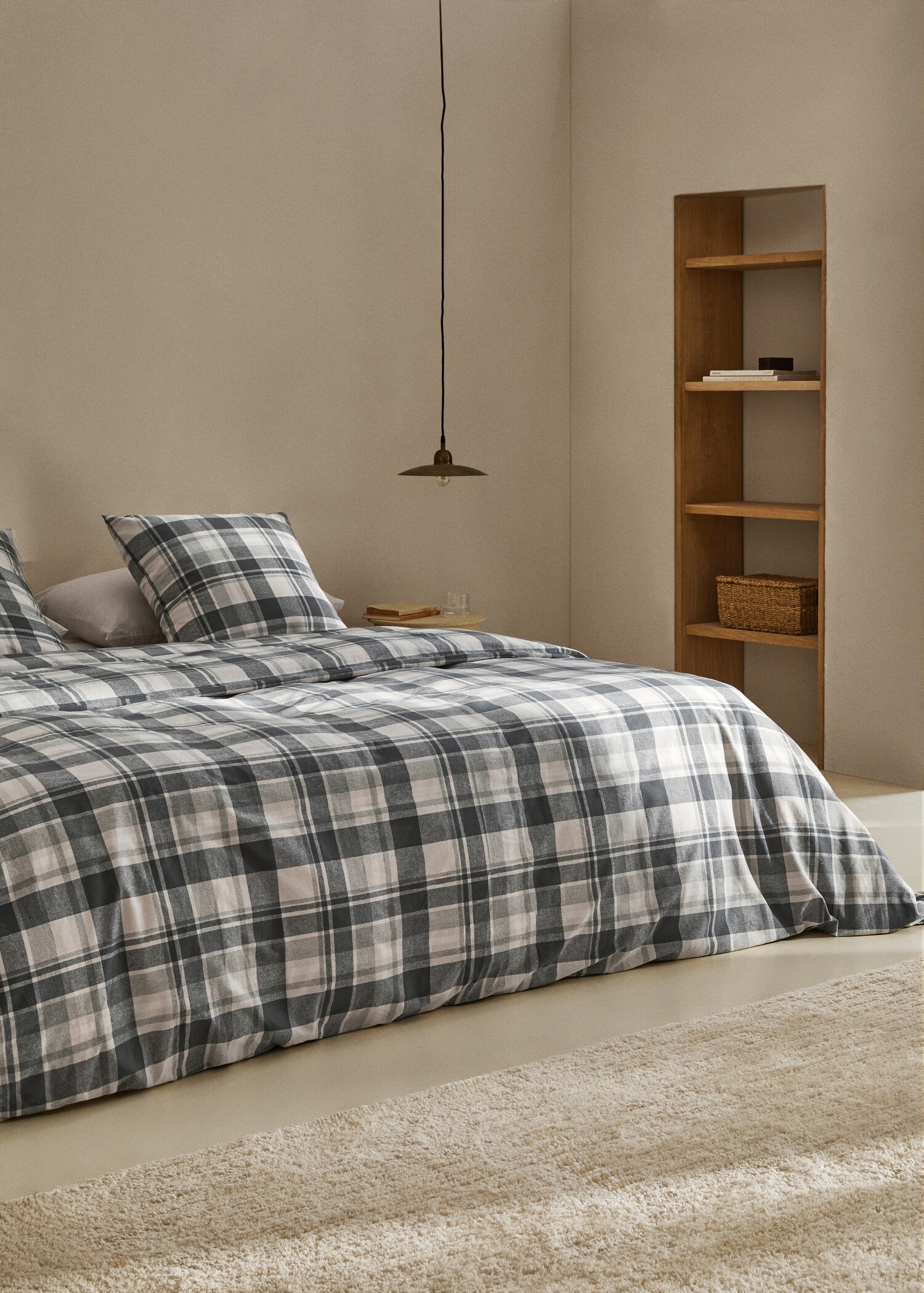 Duvet cover cotton flannel checkered bed 90cm - General plane