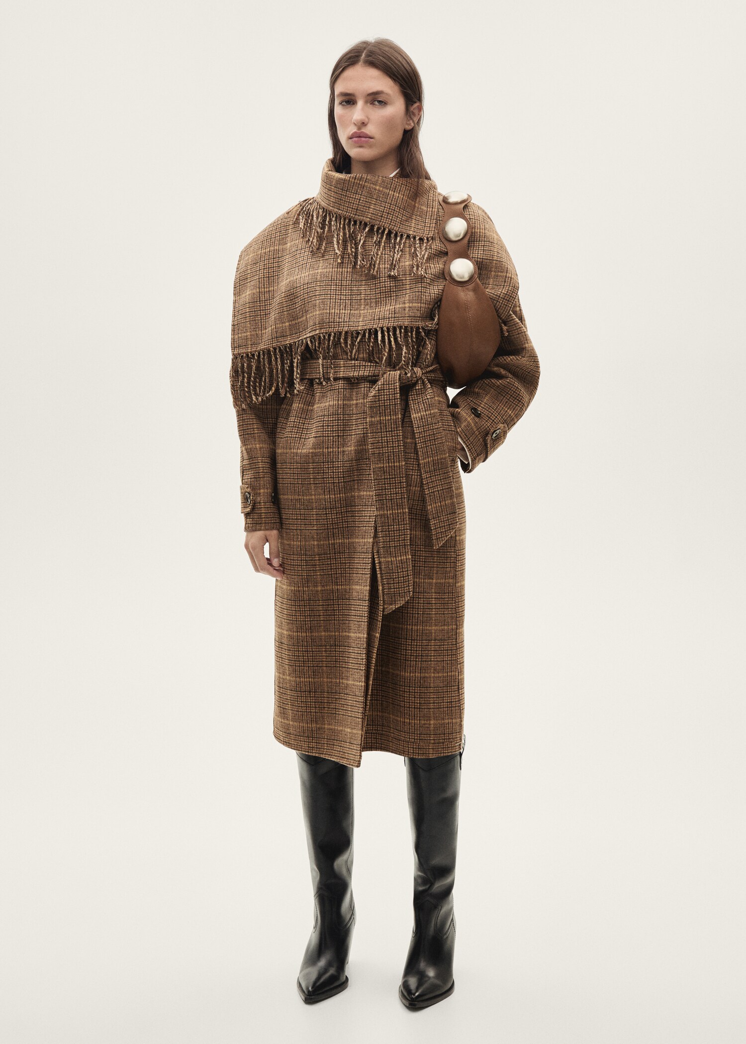 Wool-blend micro-houndstooth coat - General plane