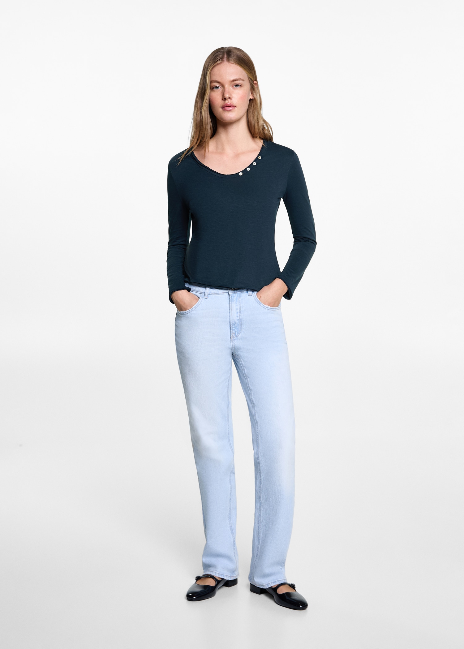 Buttoned long sleeve t-shirt - General plane