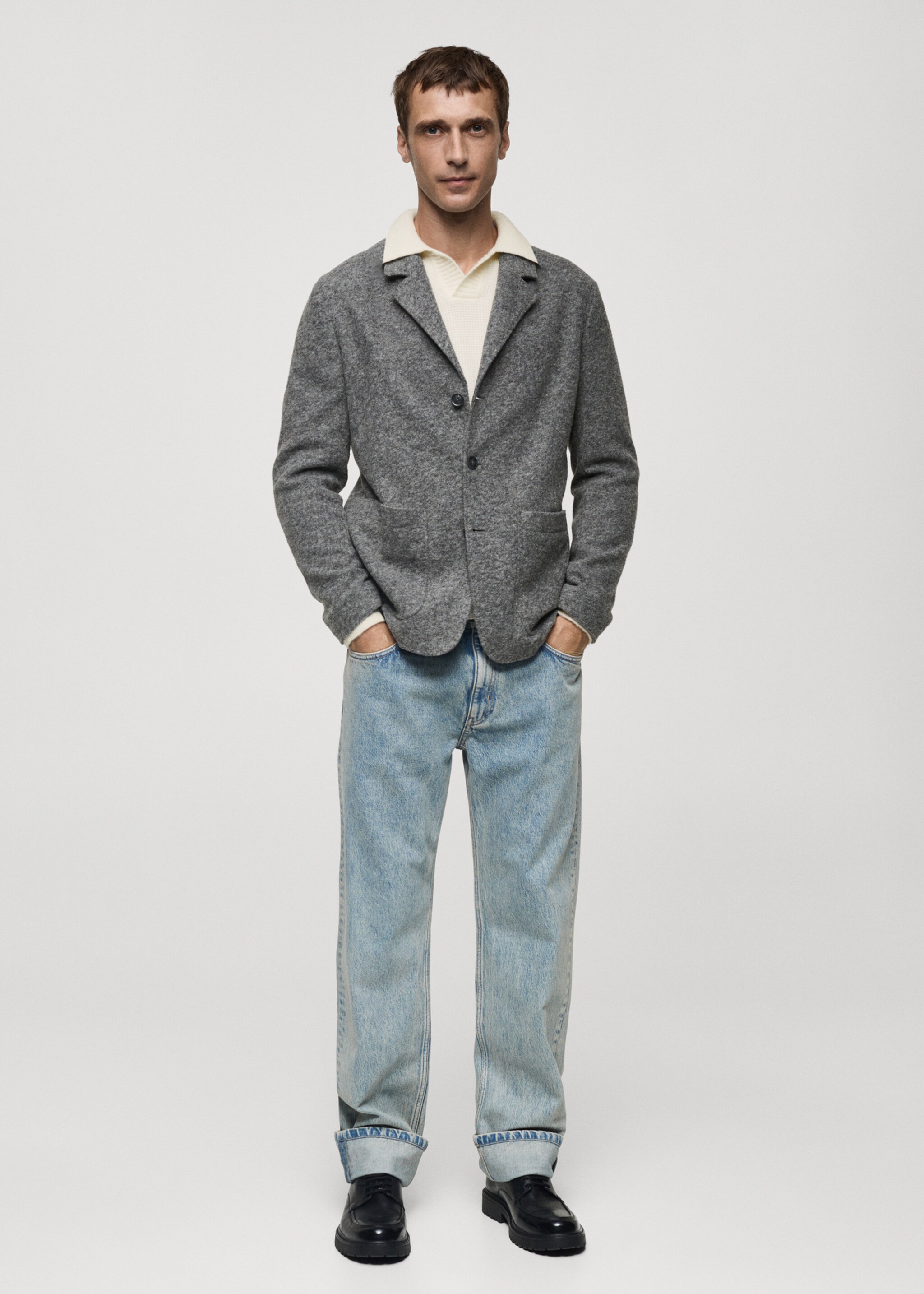 Veste slim fit laine à petits carreaux - Plan général