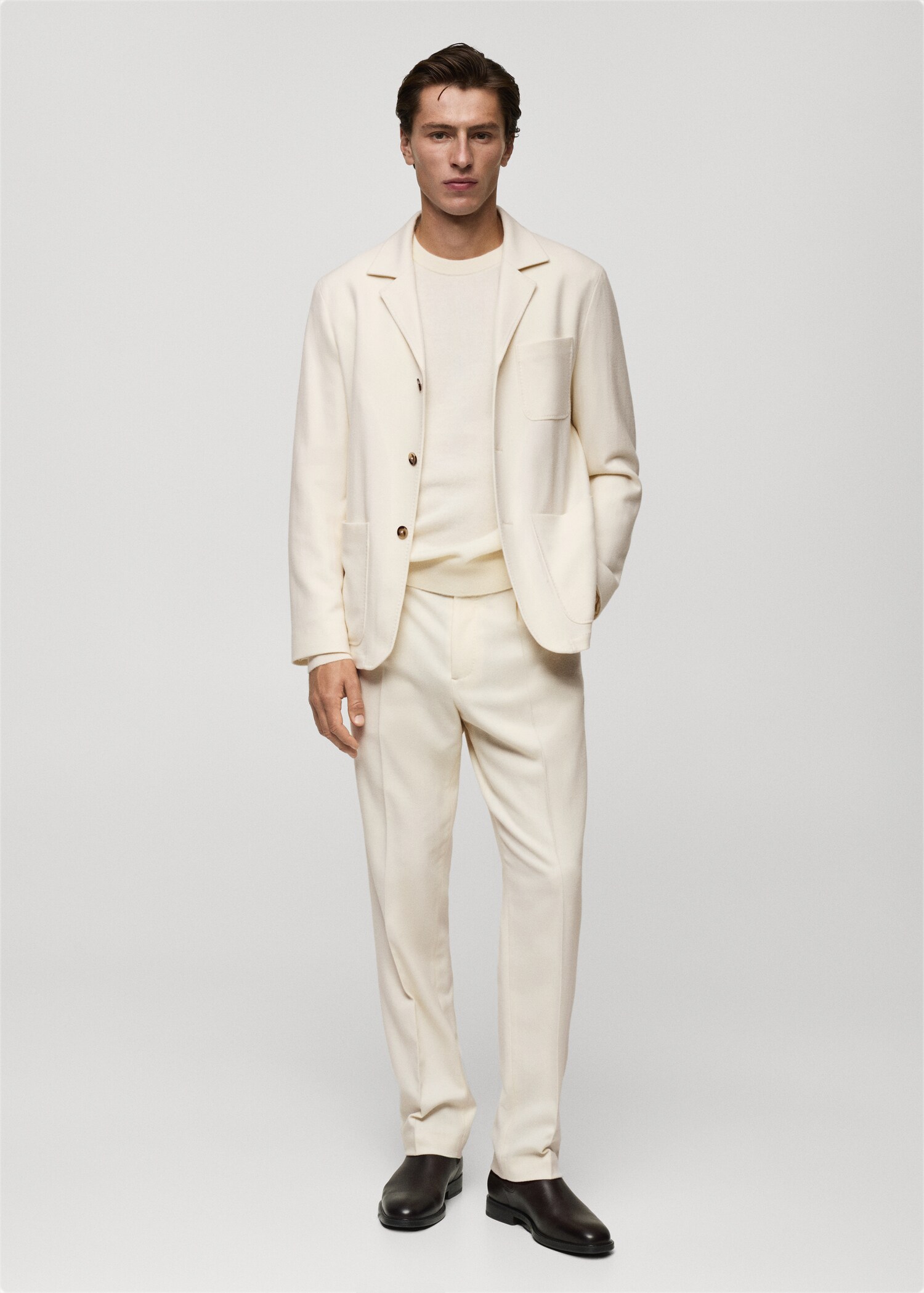 Italian virgin wool flannel suit jacket - General plane
