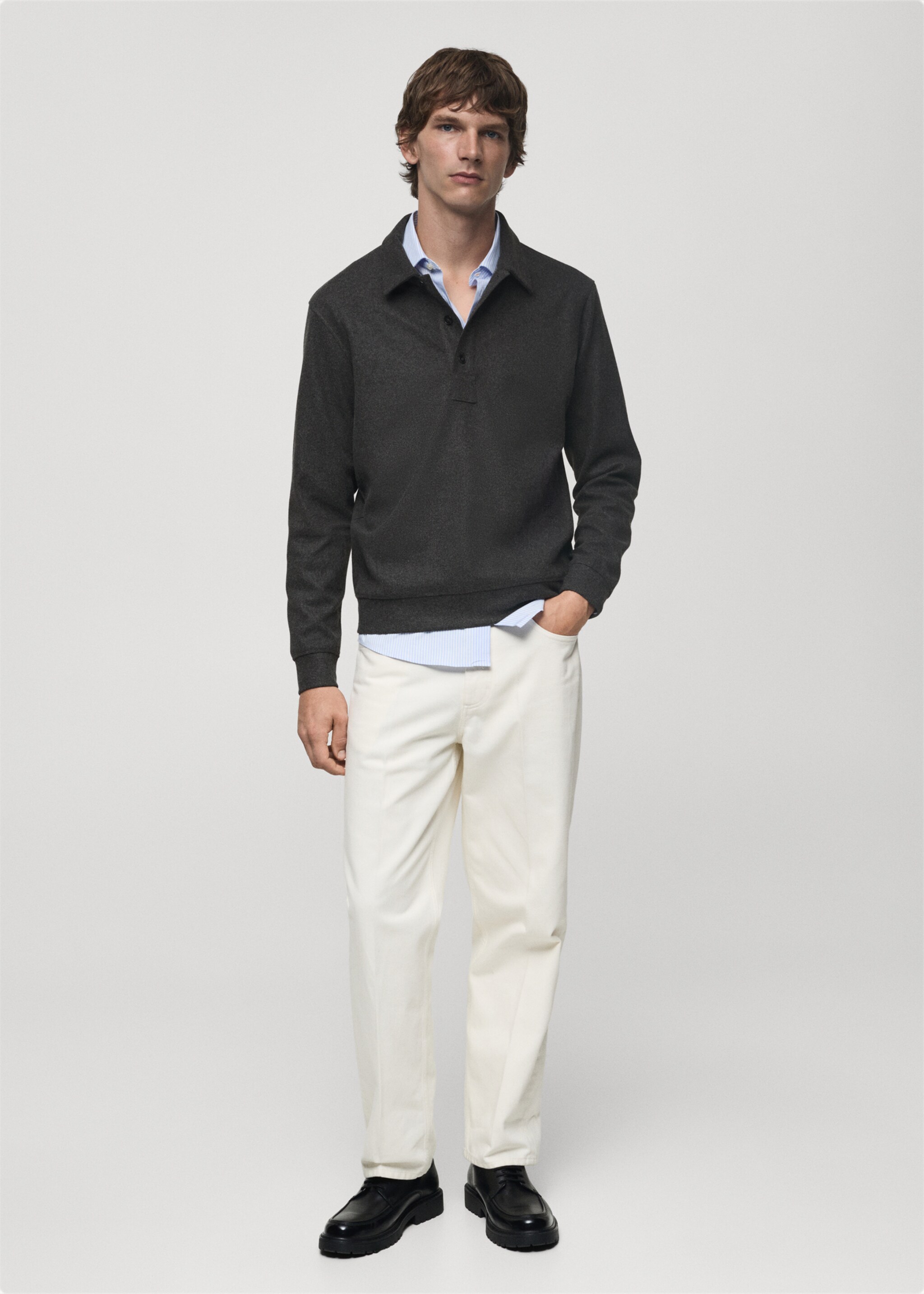 Regular fit sweatshirt-fabric polo shirt - General plane