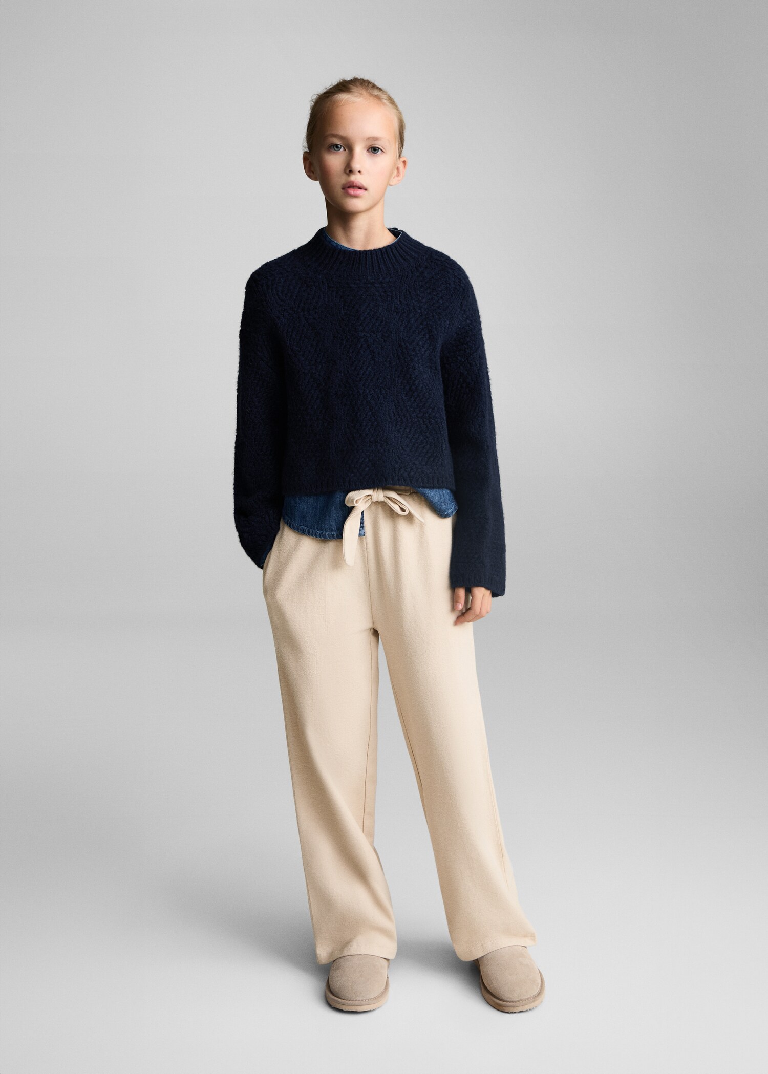 Knitted sweater with perkins neck - General plane