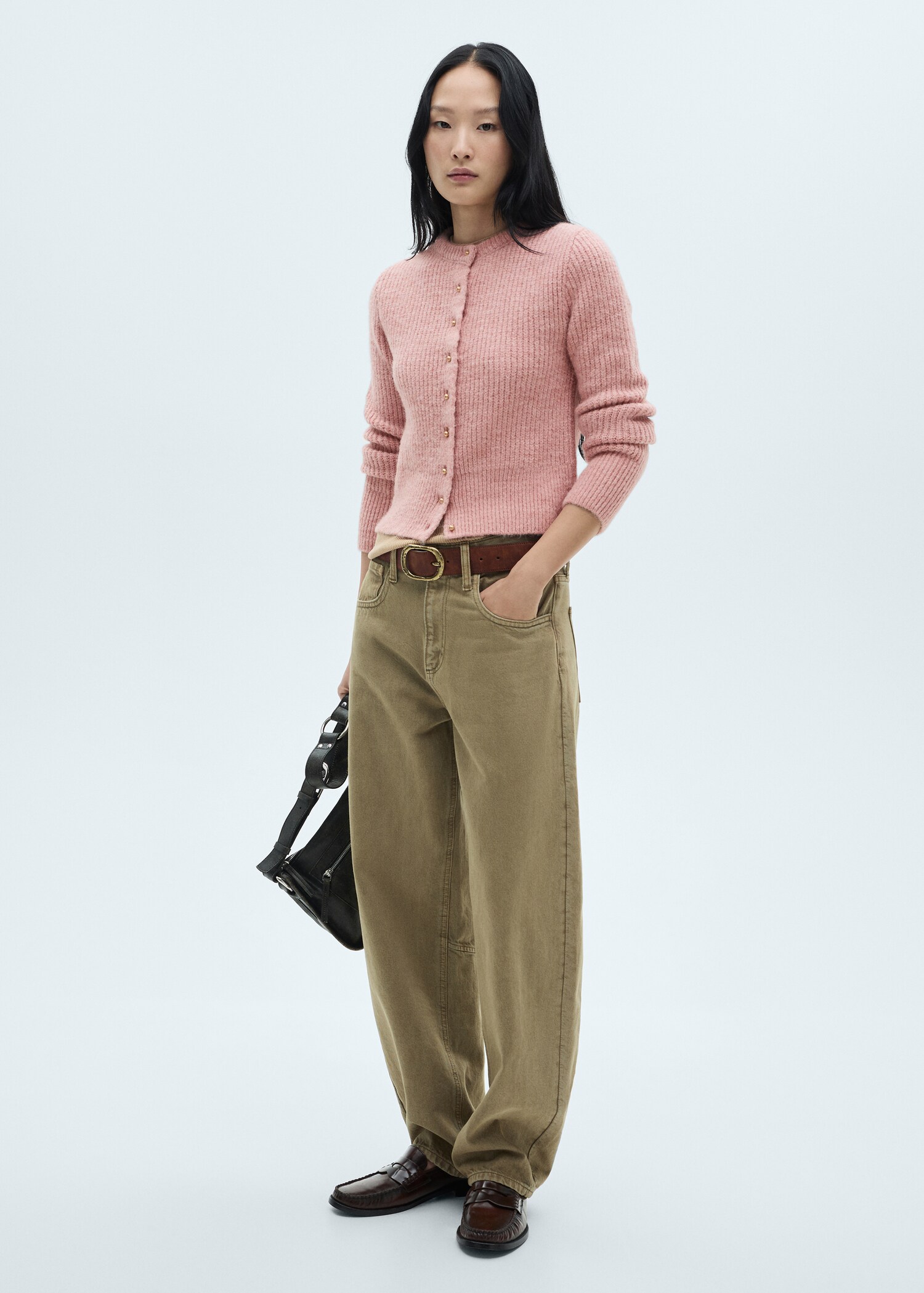 Knitted cardigan with jewel button - General plane
