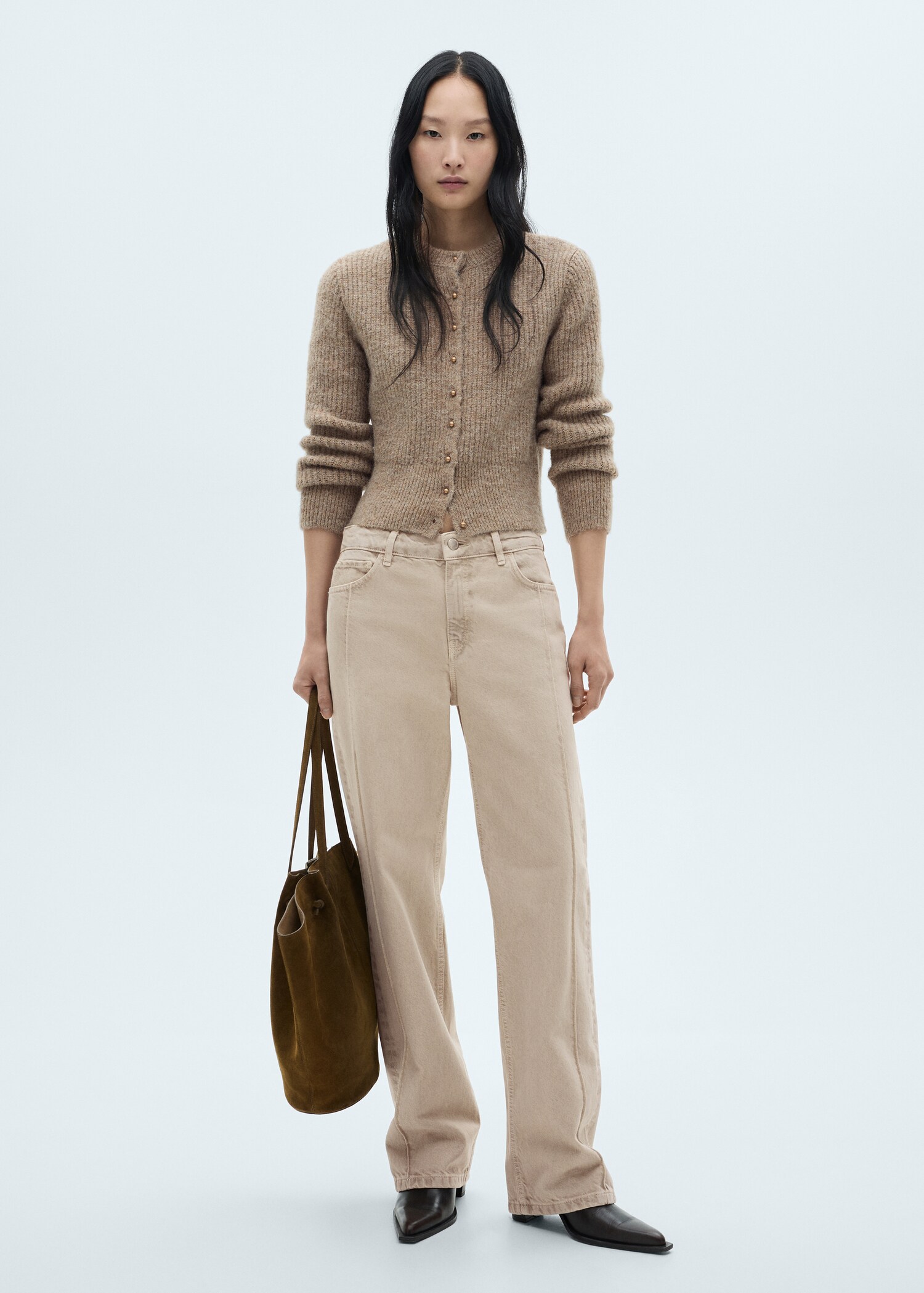 Wideleg jeans with seam detail - General plane