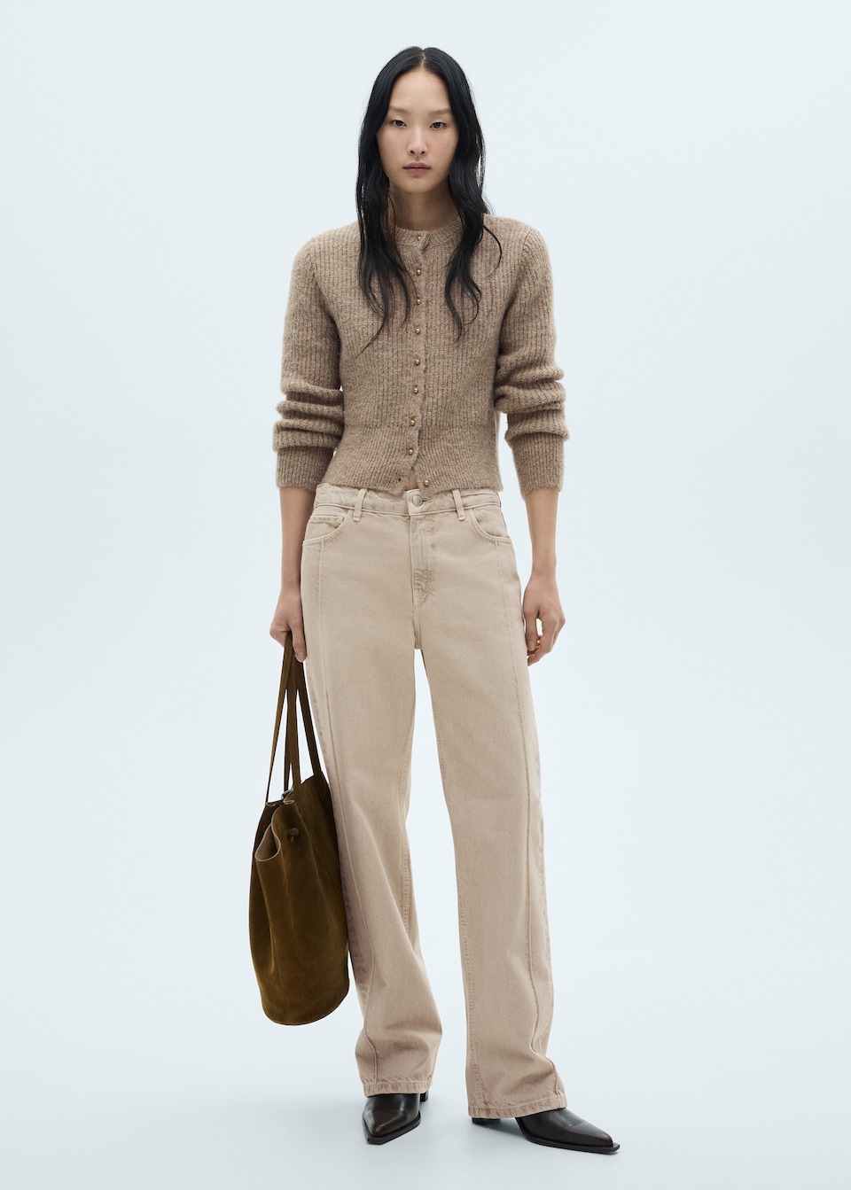 Mango Wideleg jeans with seam detail