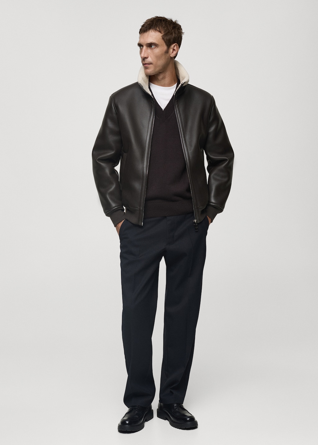 Jacket with fleece collar