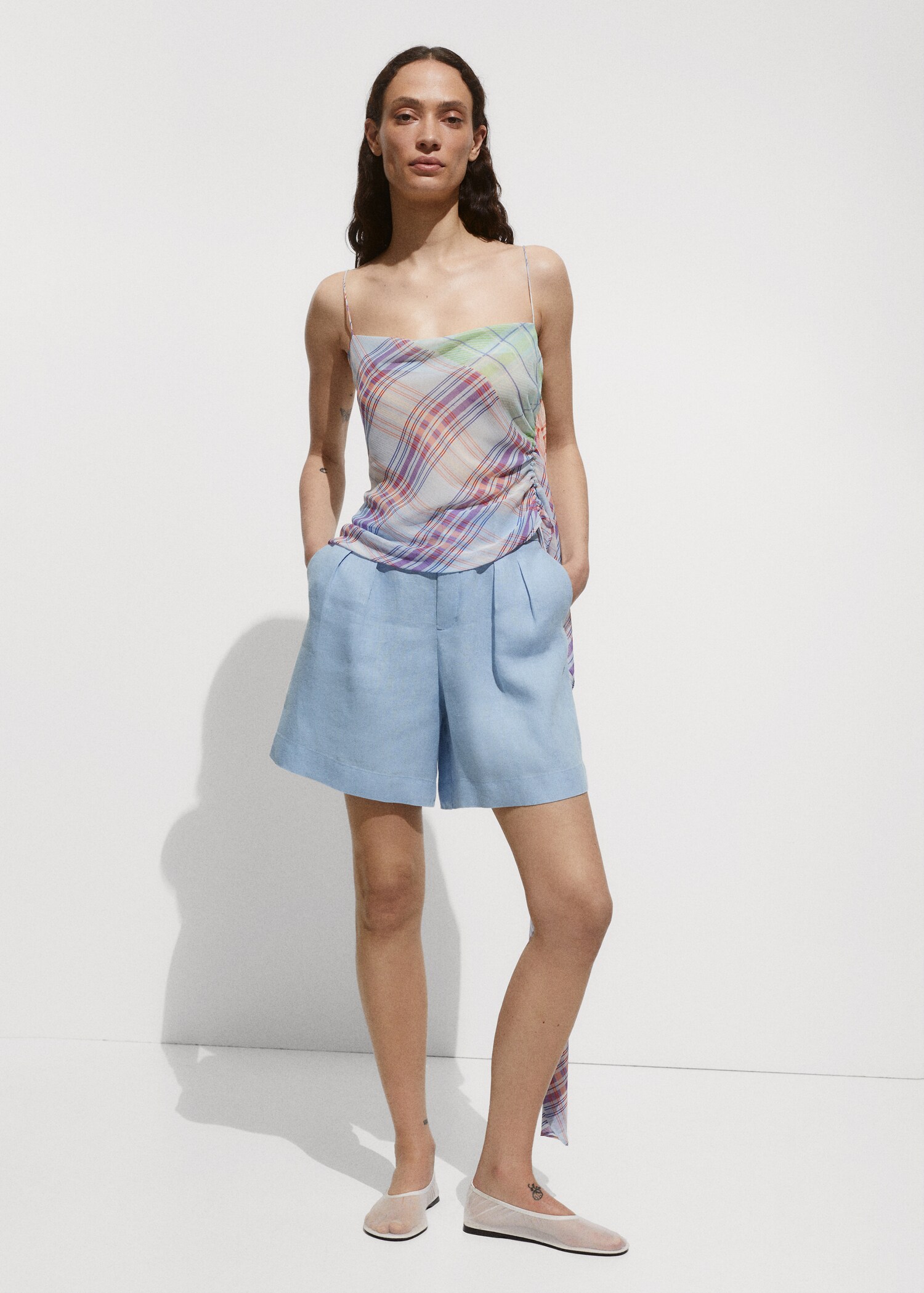 Straight-fit linen shorts - General plane
