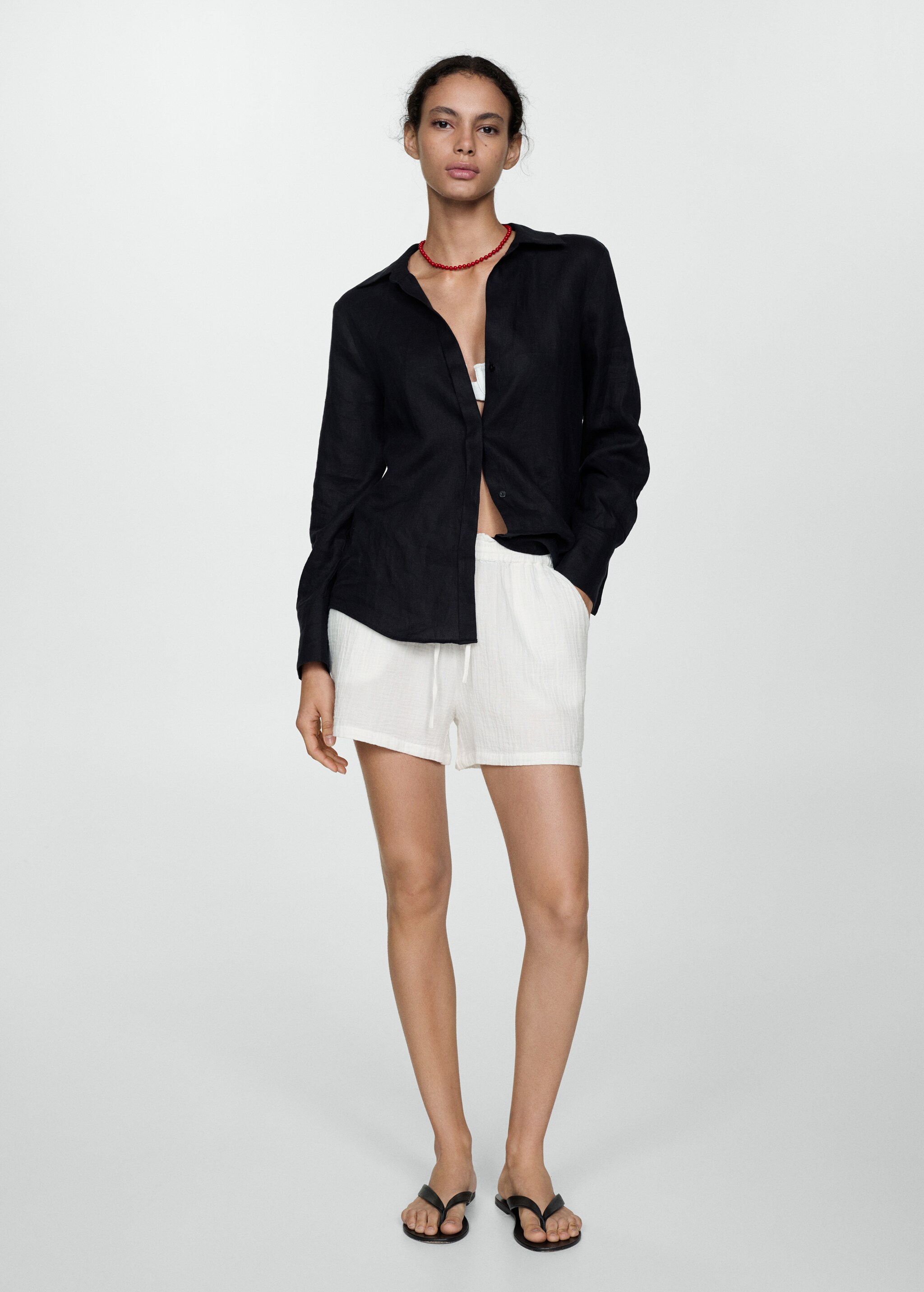 Cotton shorts with elastic waist - General plane