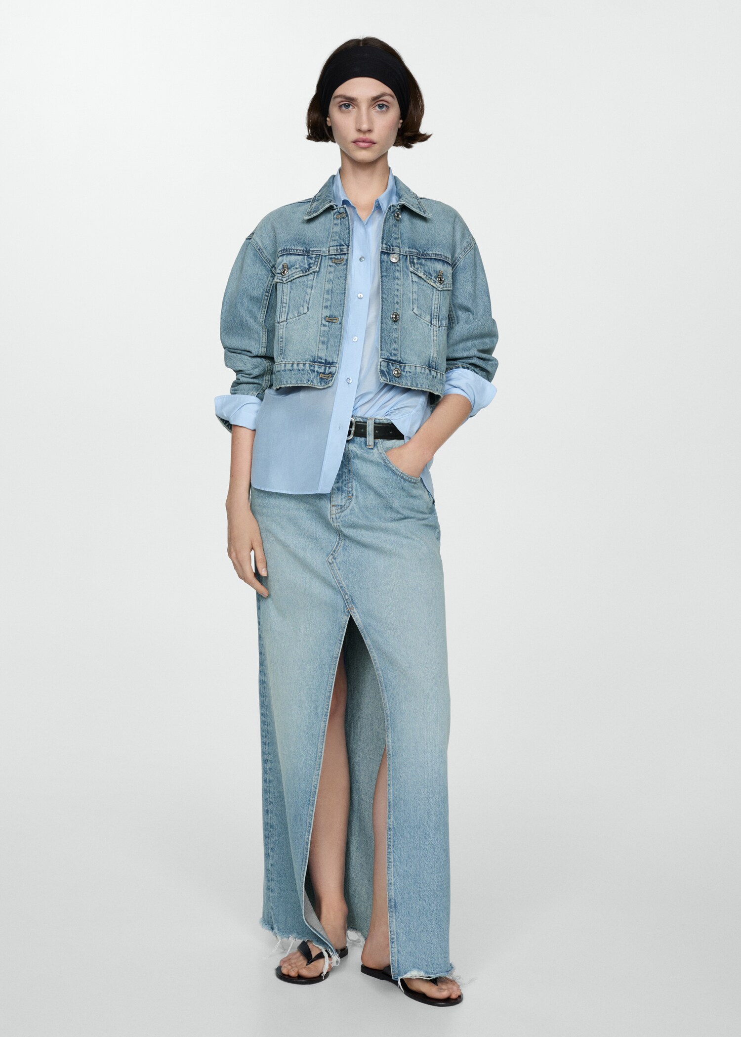 Pocketed denim jacket - General plane
