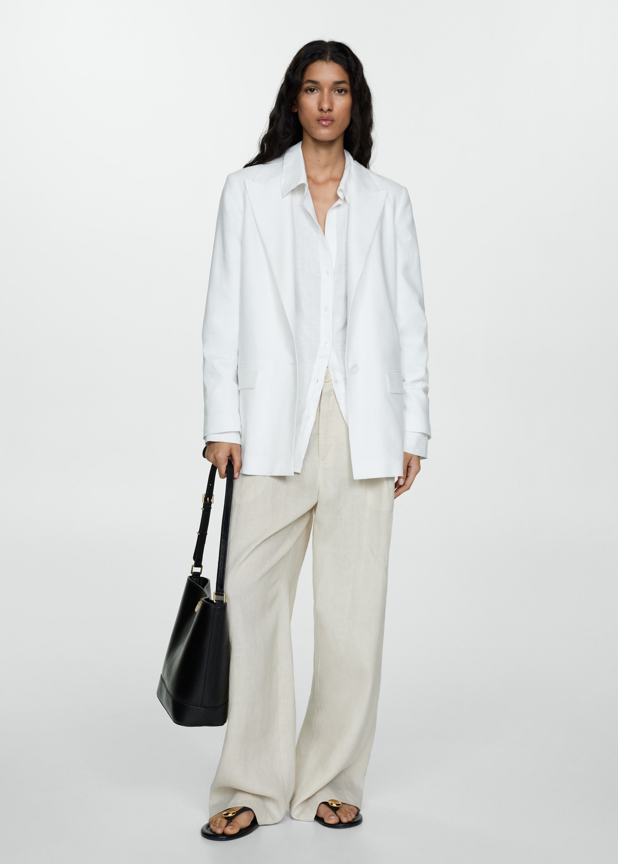 Straight-fit linen jacket Women MANGO Georgia