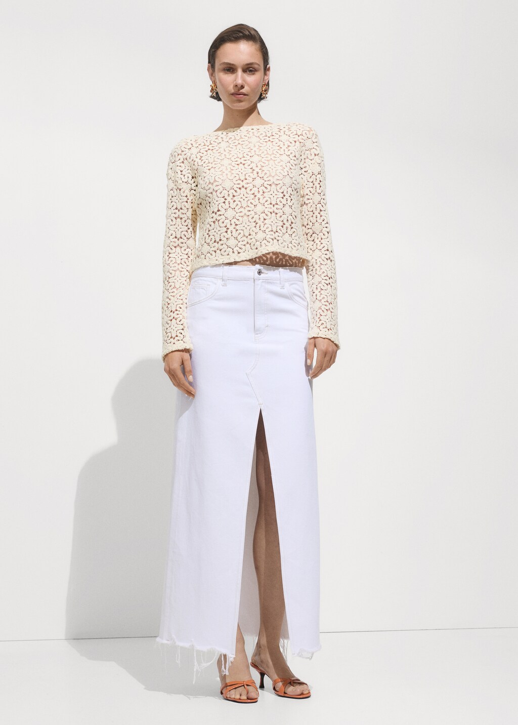 Crochet sweater with flowers - Women | MANGO USA