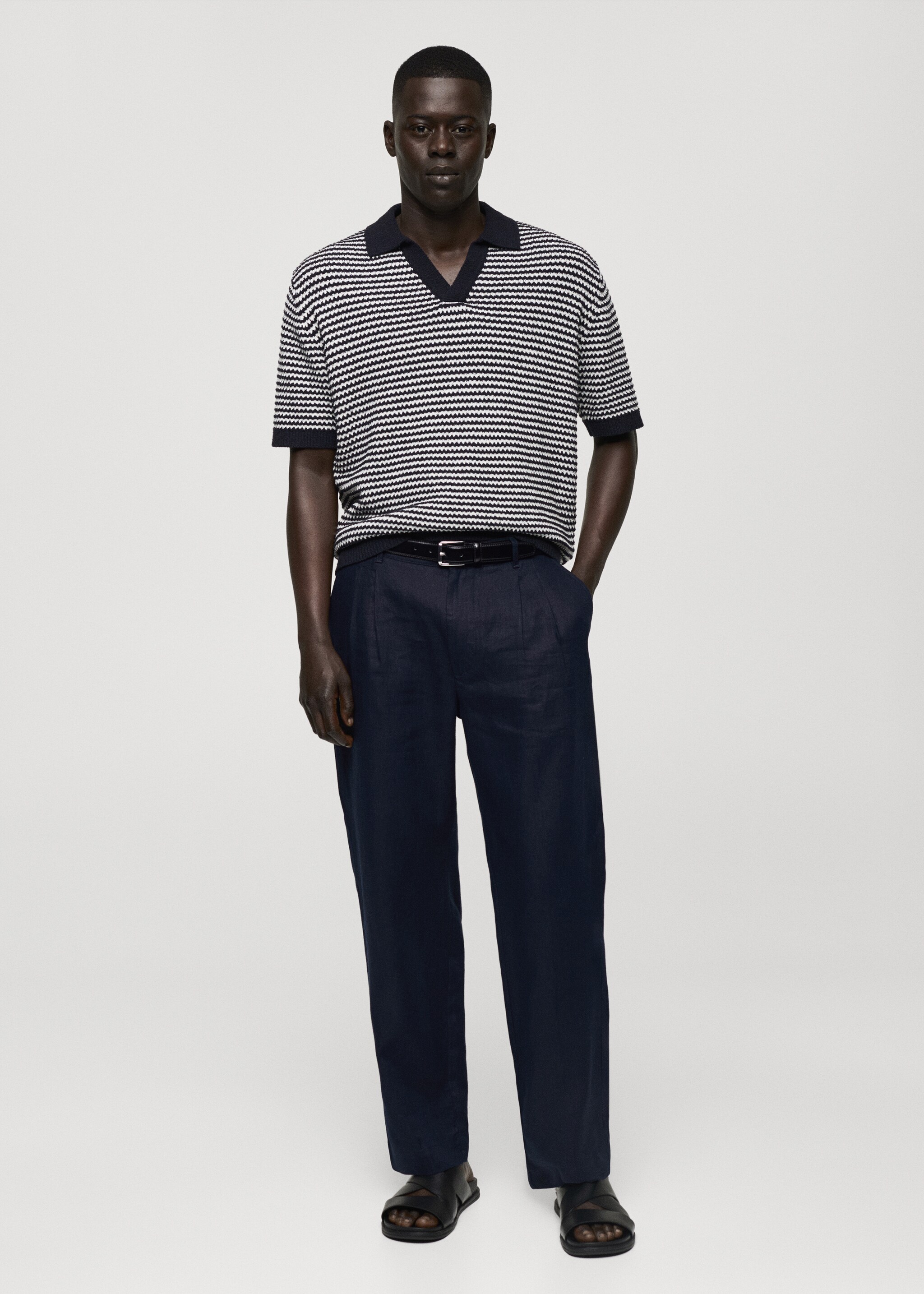 Relaxed-fit 100% linen trousers - General plane