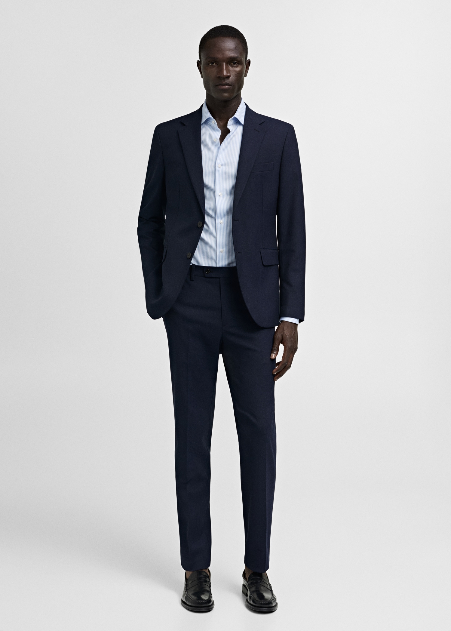 Regular-fit cotton striped suit shirt - General plane