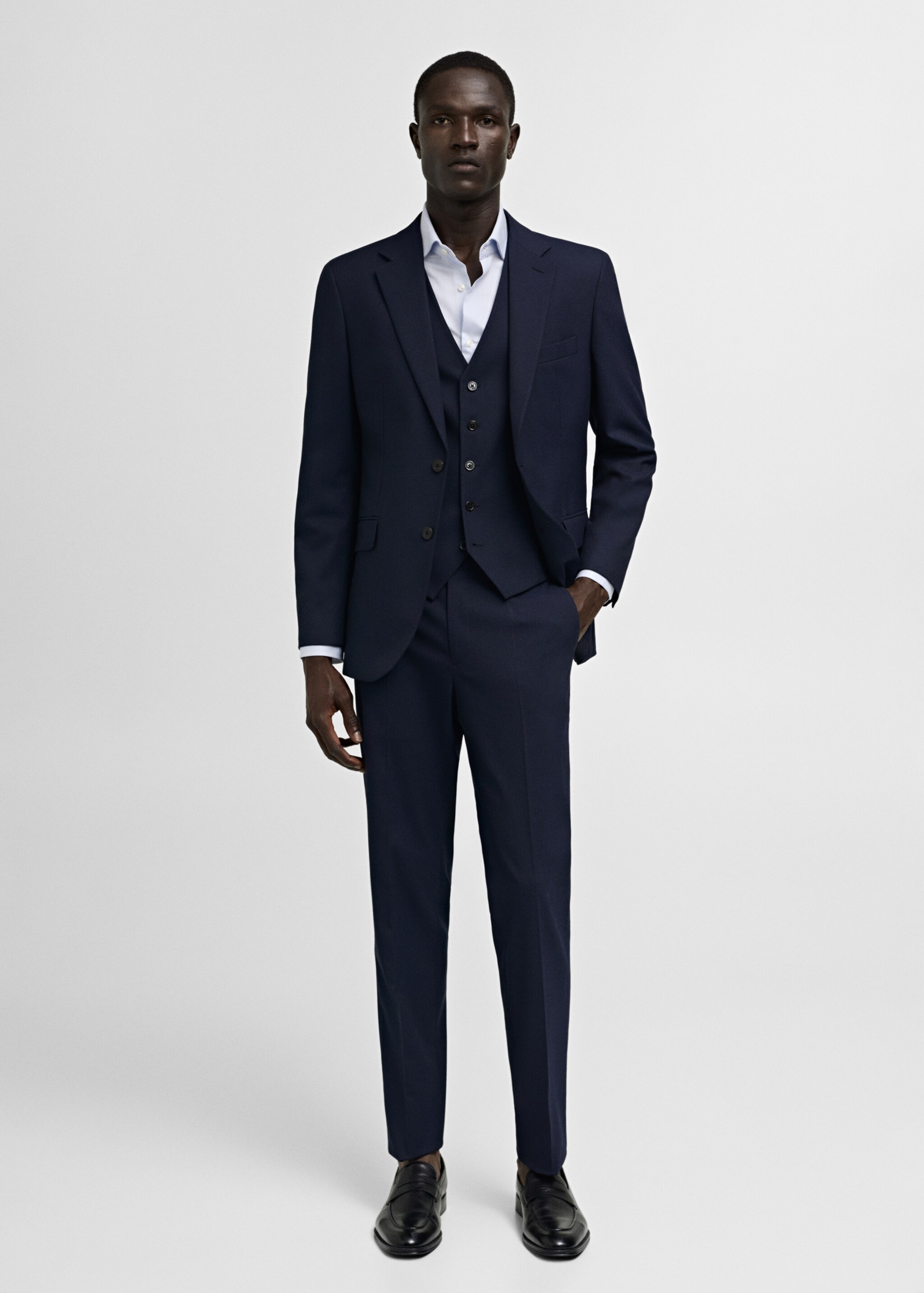Slim-fit twill pinstripe suit shirt - General plane
