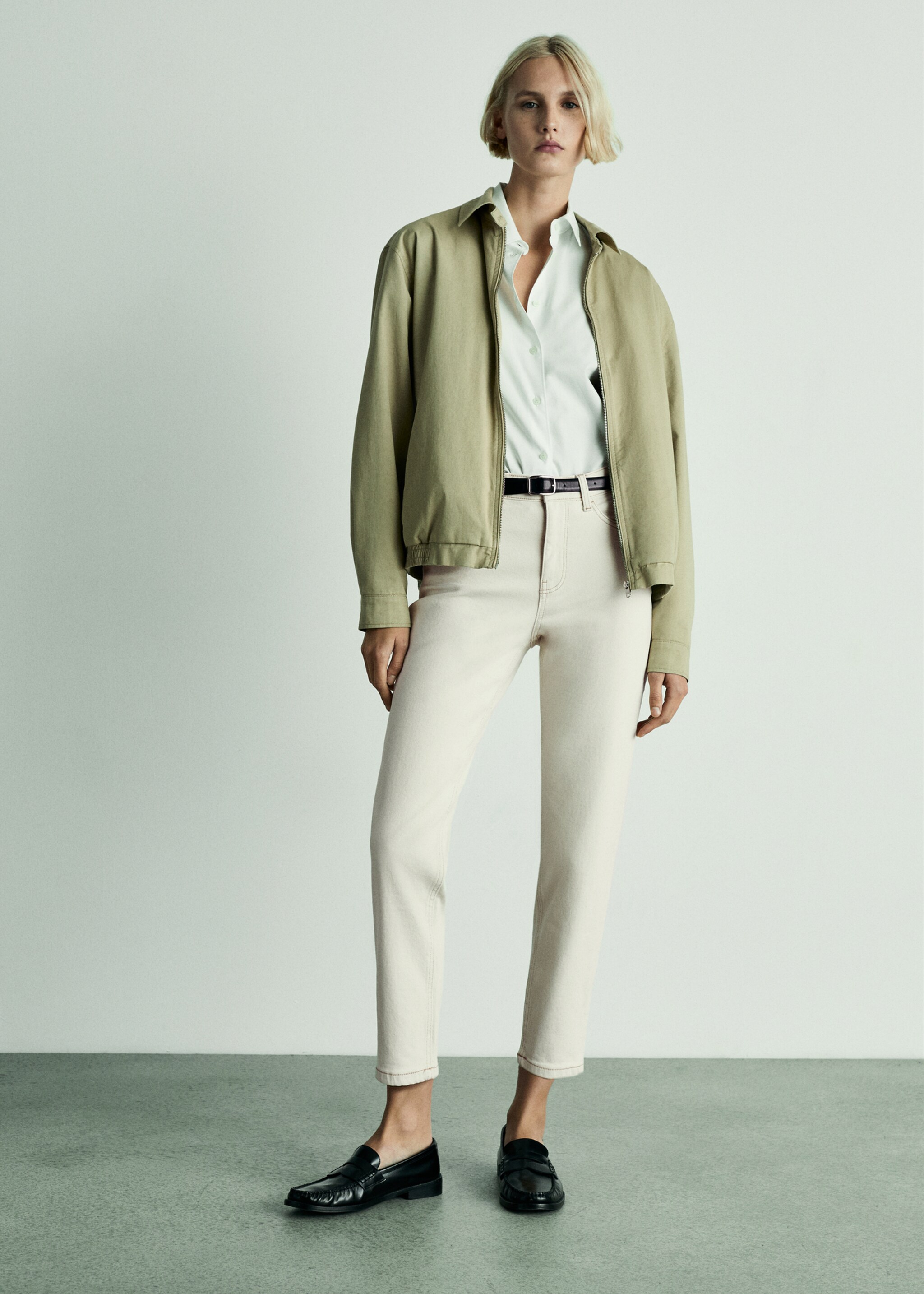 Jeans Newmom confort tiro alto - Plano general, Blanco roto. Ref: 77030594-00.