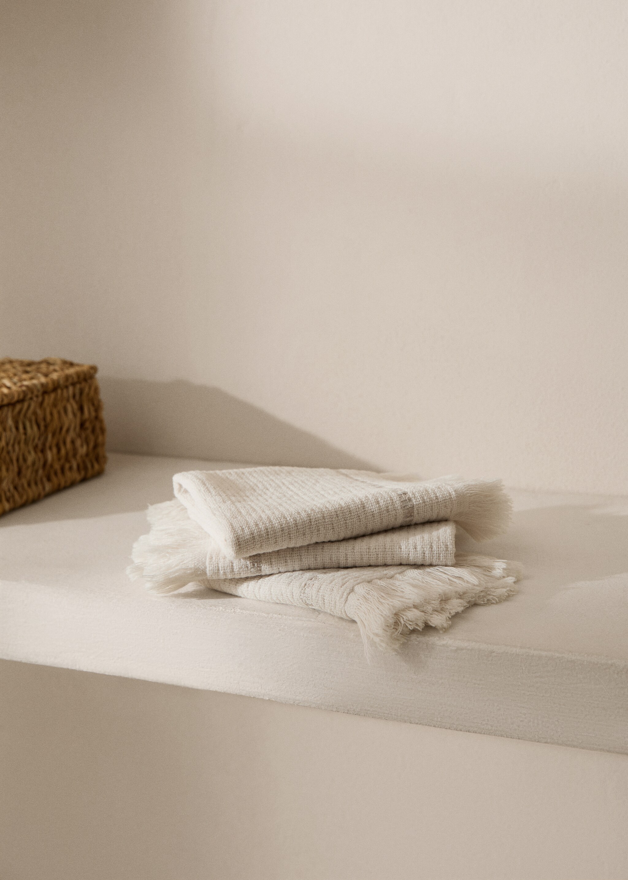 3-pack handdukar i bomullsmuslin med fransar - Allmän bild
